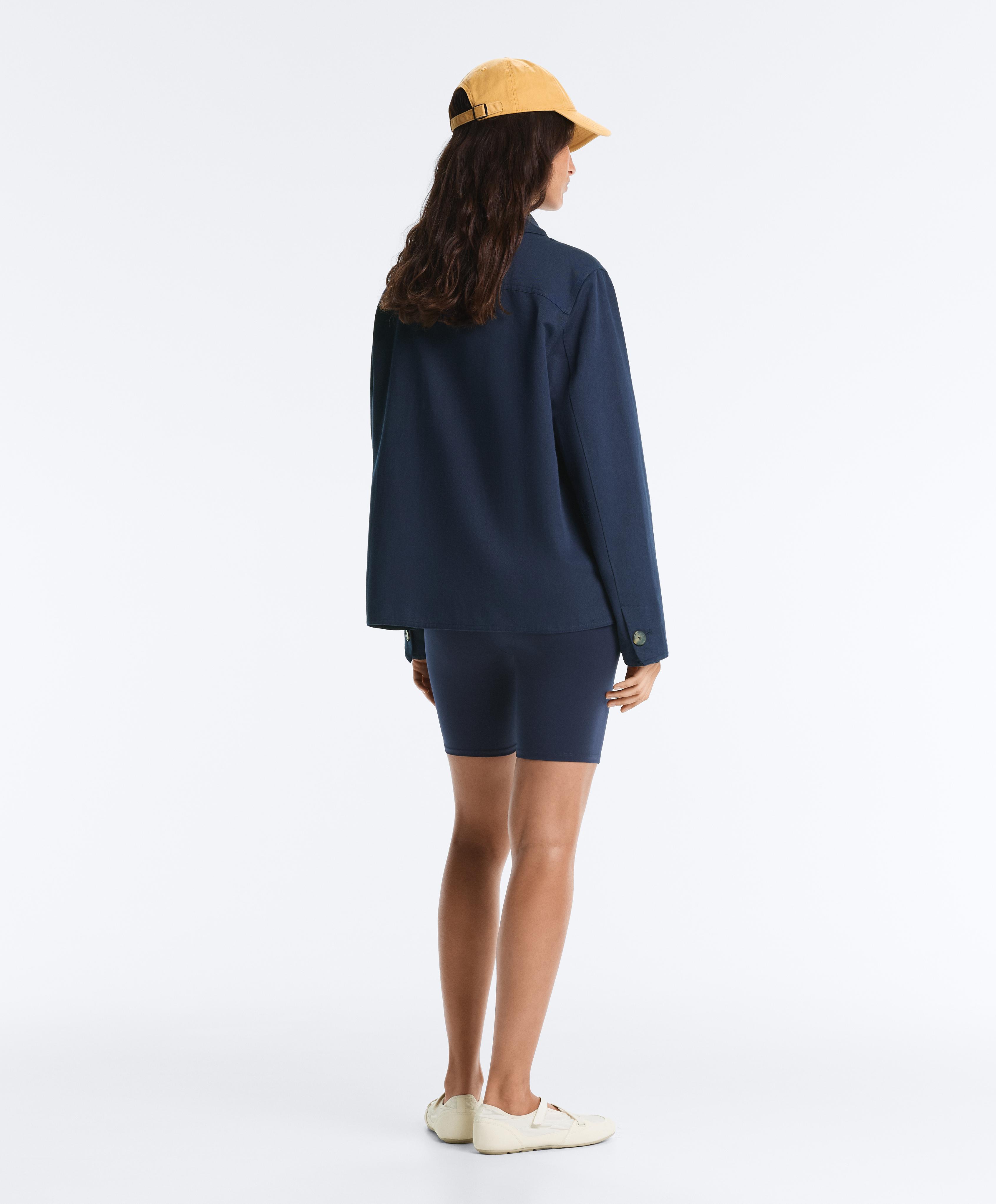 Cotton blend pocket jacket — NAVY BLUE
