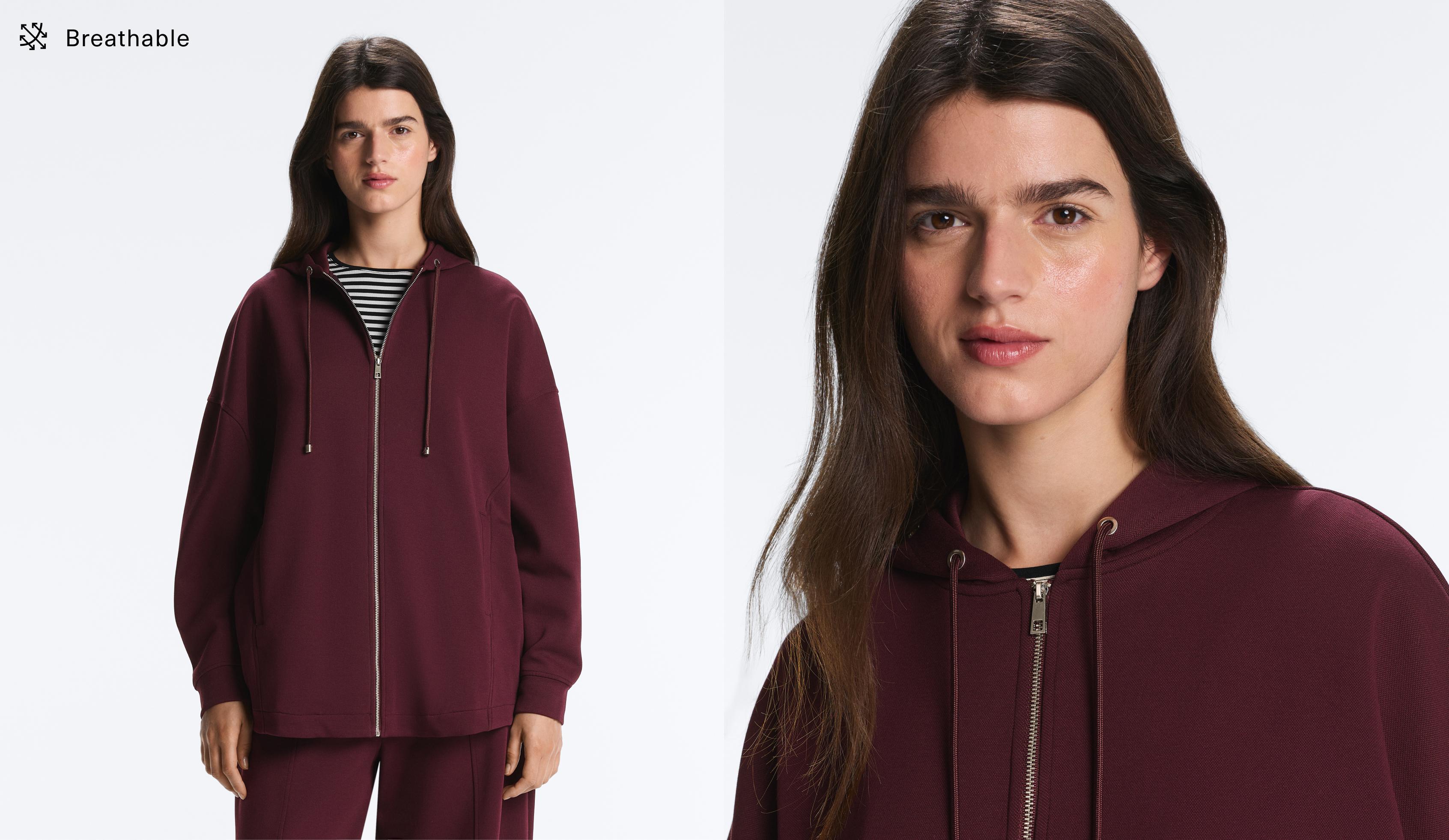 Oversize cotton piqué hooded jacket Oversize cotton piqué hooded jacket