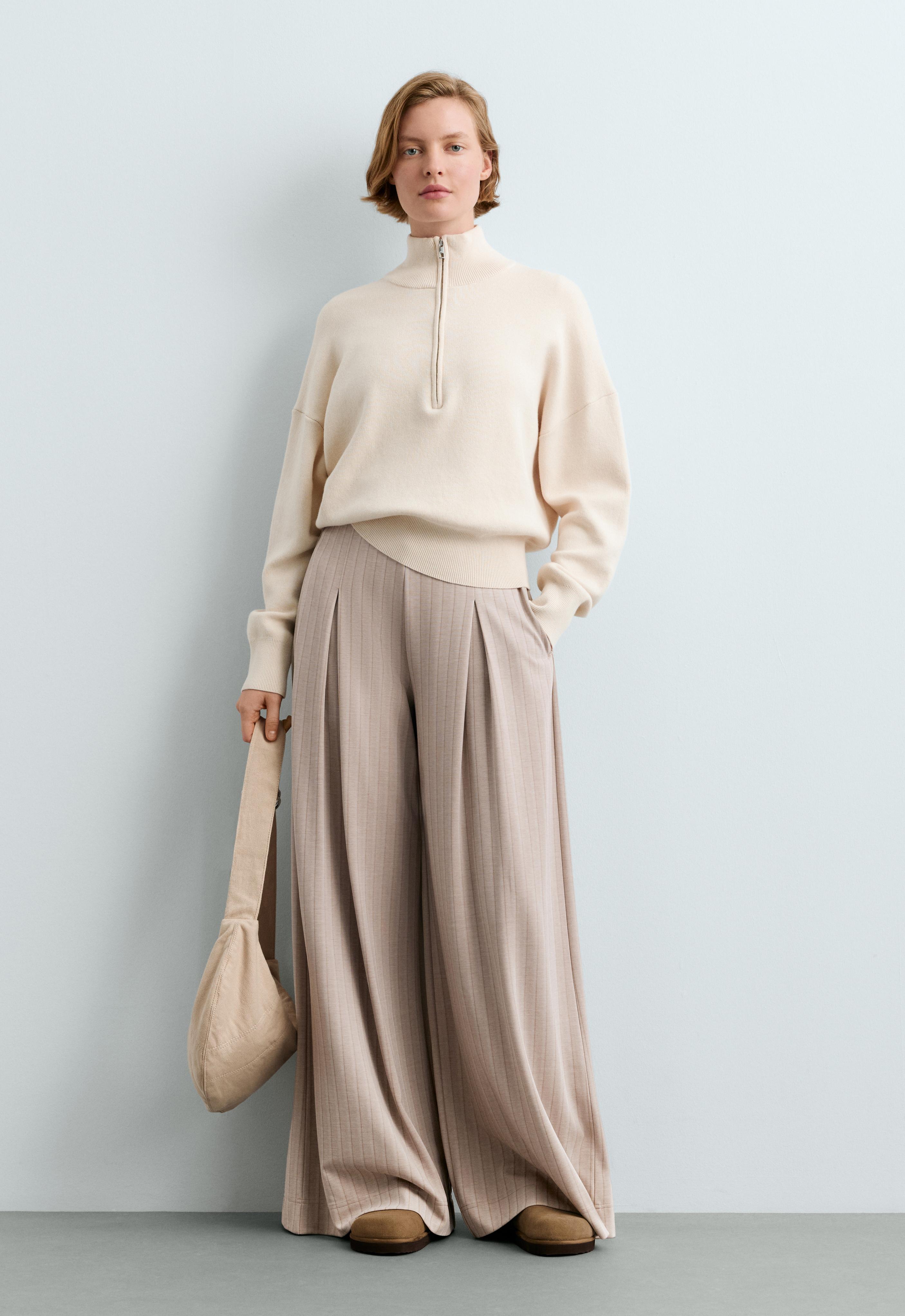 Pantalón wide leg rayas tacto suave