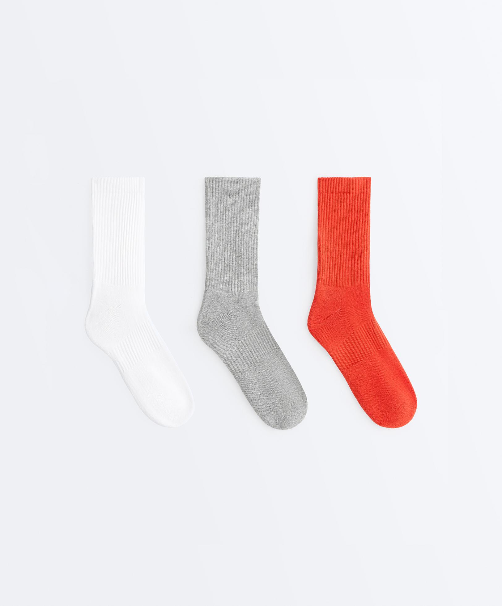 3 pairs of cotton blend classic socks — BRIGHT ORANGE