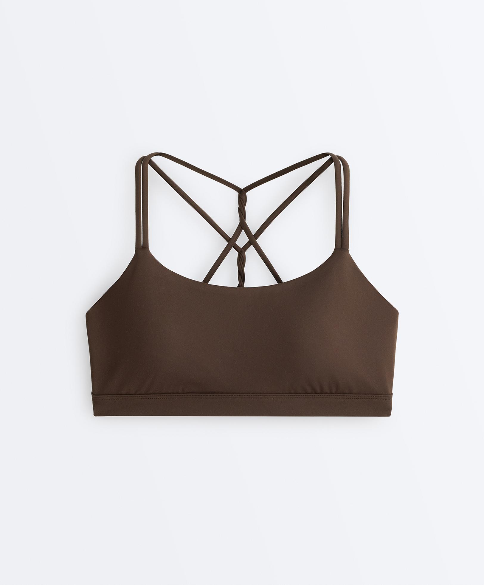 Comfortlux low-support crossover strap sports bra — DARK BROWN