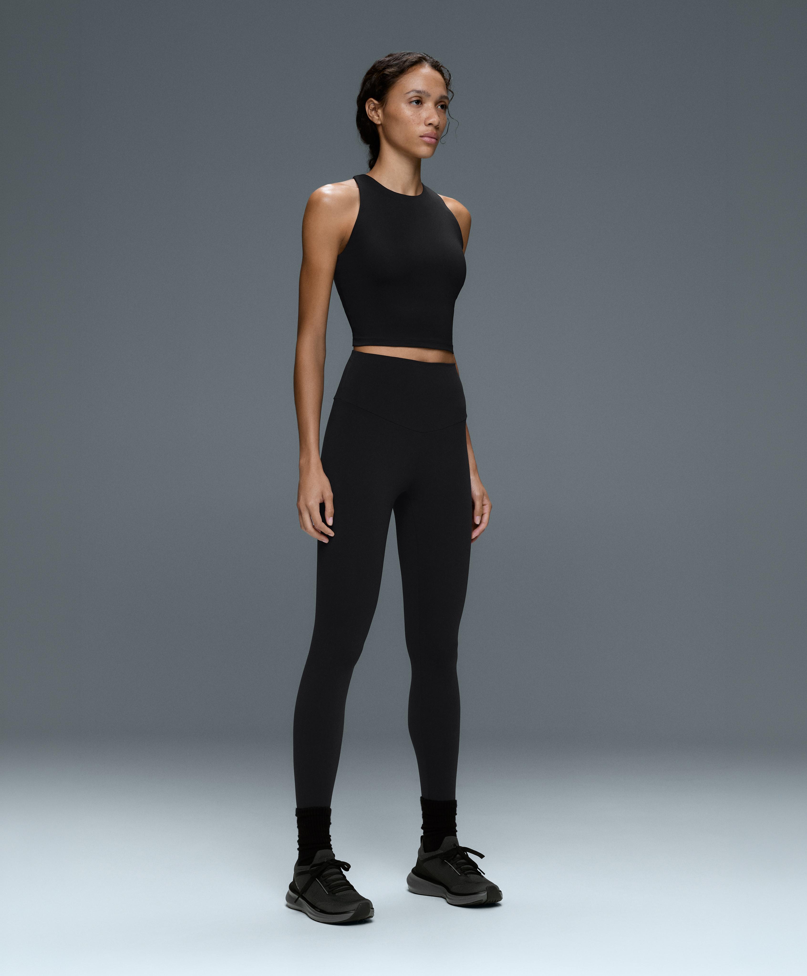 Comfortlux strappy tank top with cups — BLACK
