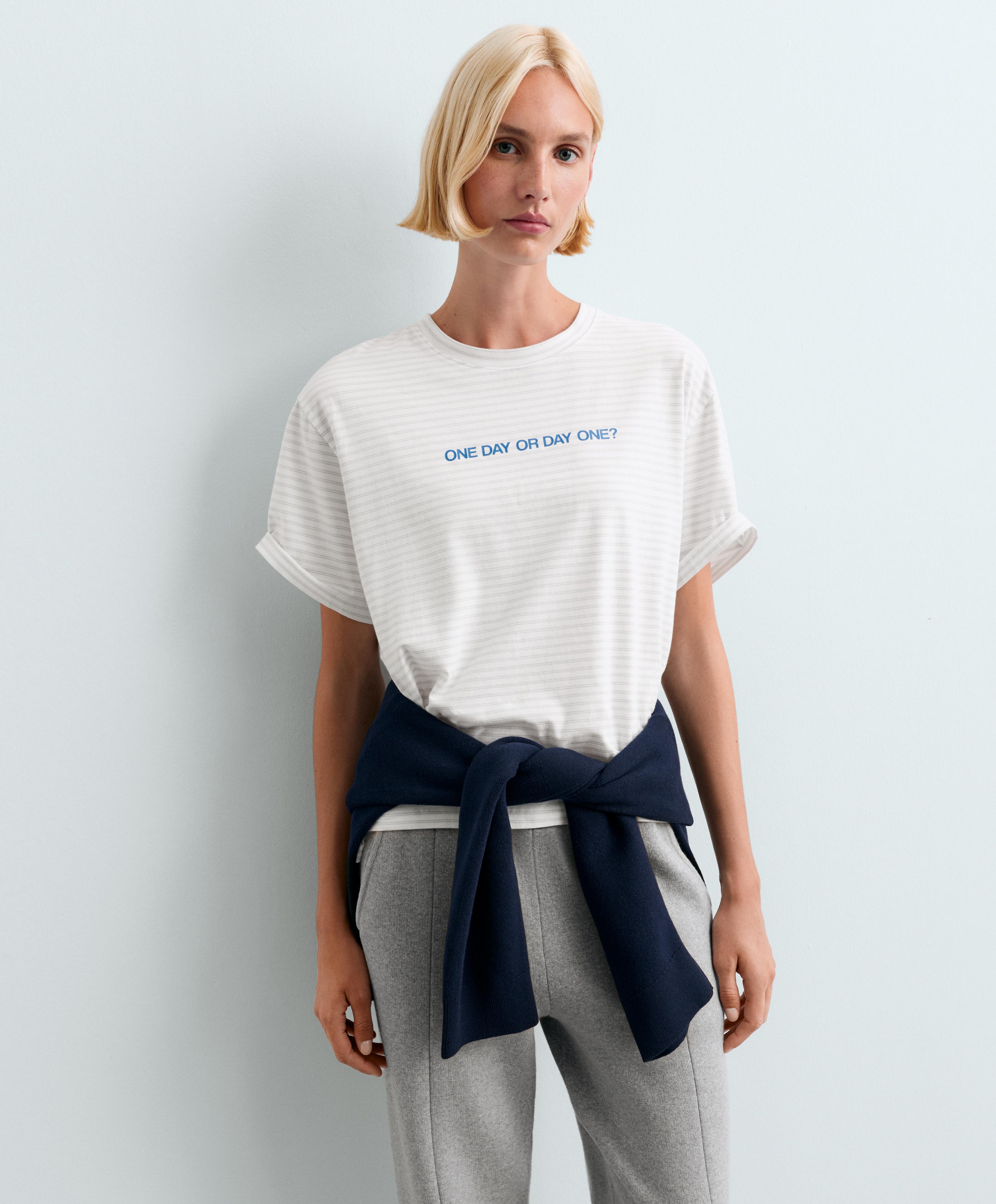 Boxy slogan T-shirt — WHITE 
