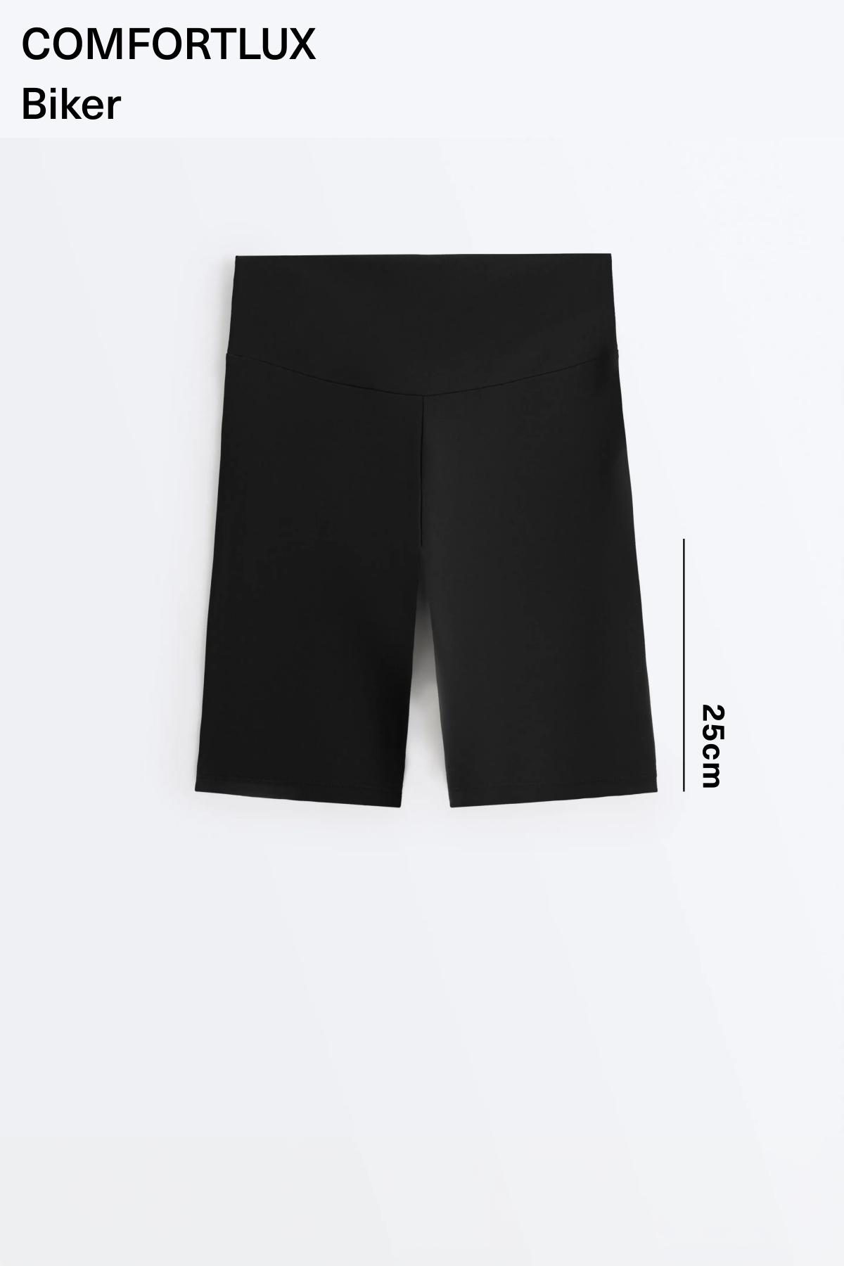 Comfortlux high-waisted 25cm biker leggings — BLACK