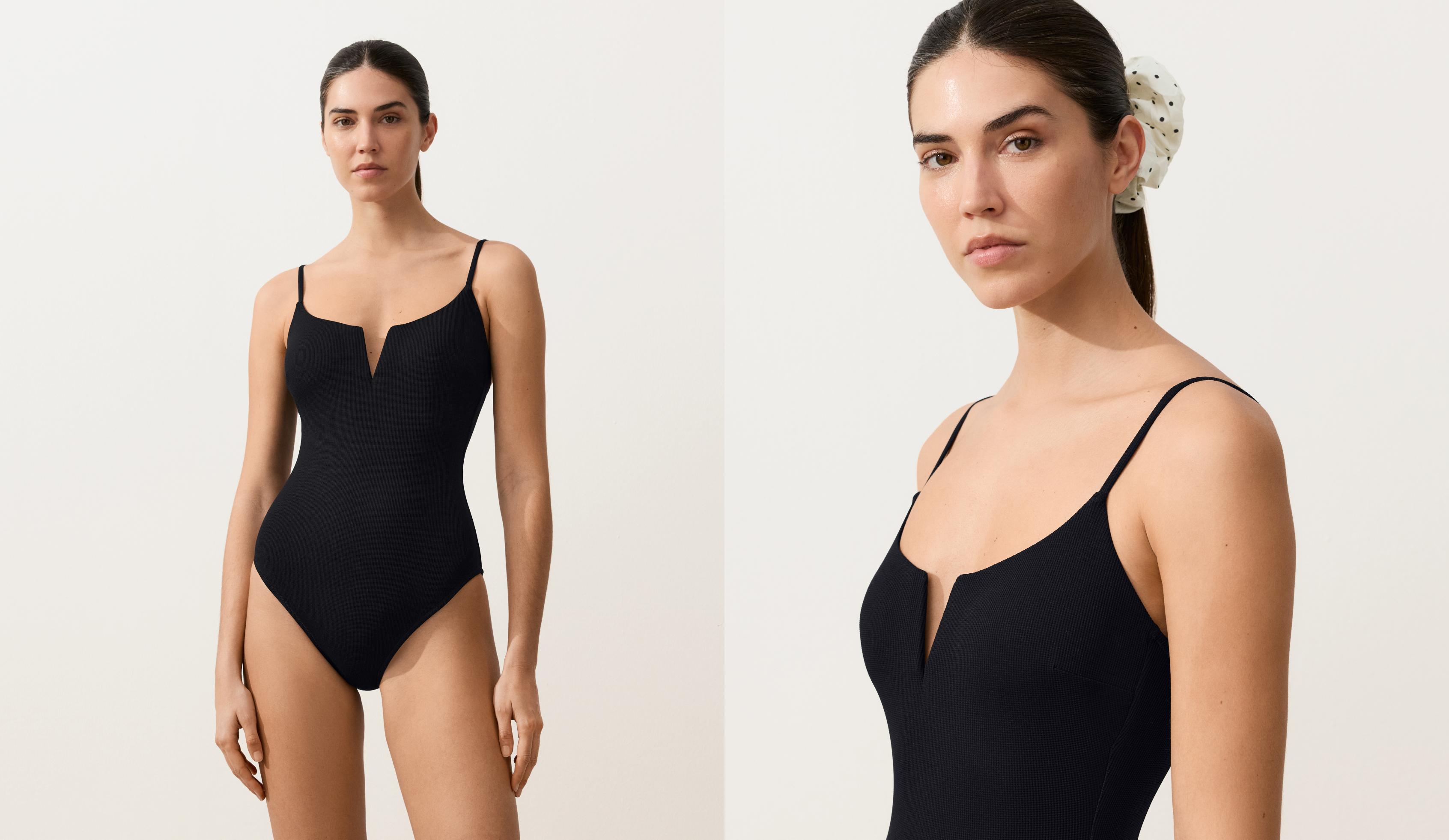 Maillot de bain avec décolleté en V en piqué