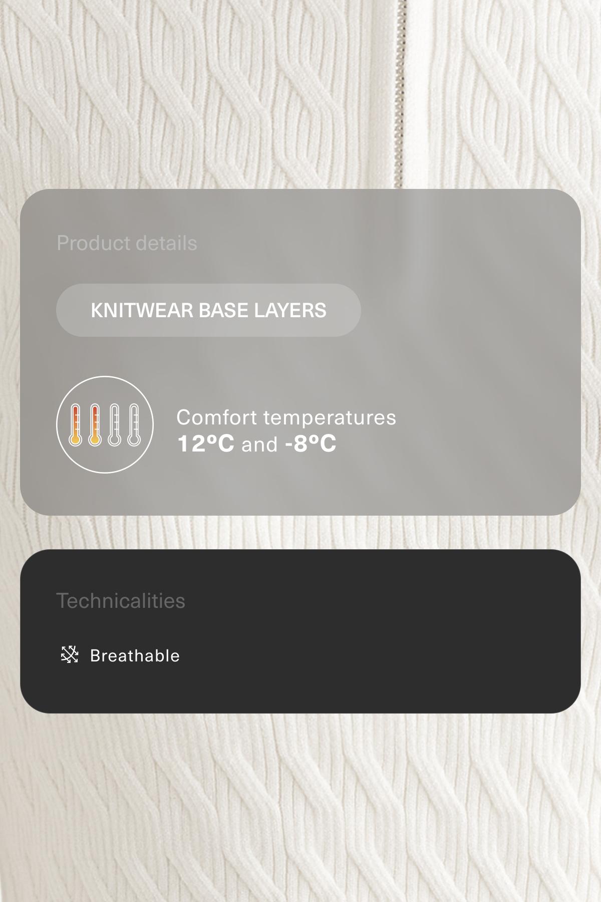 Jacquard knit thermal base layer T-shirt — WHITE 