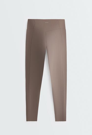 Ankle-length High rise Compressive leggings with Pocket — TAUPE                    7