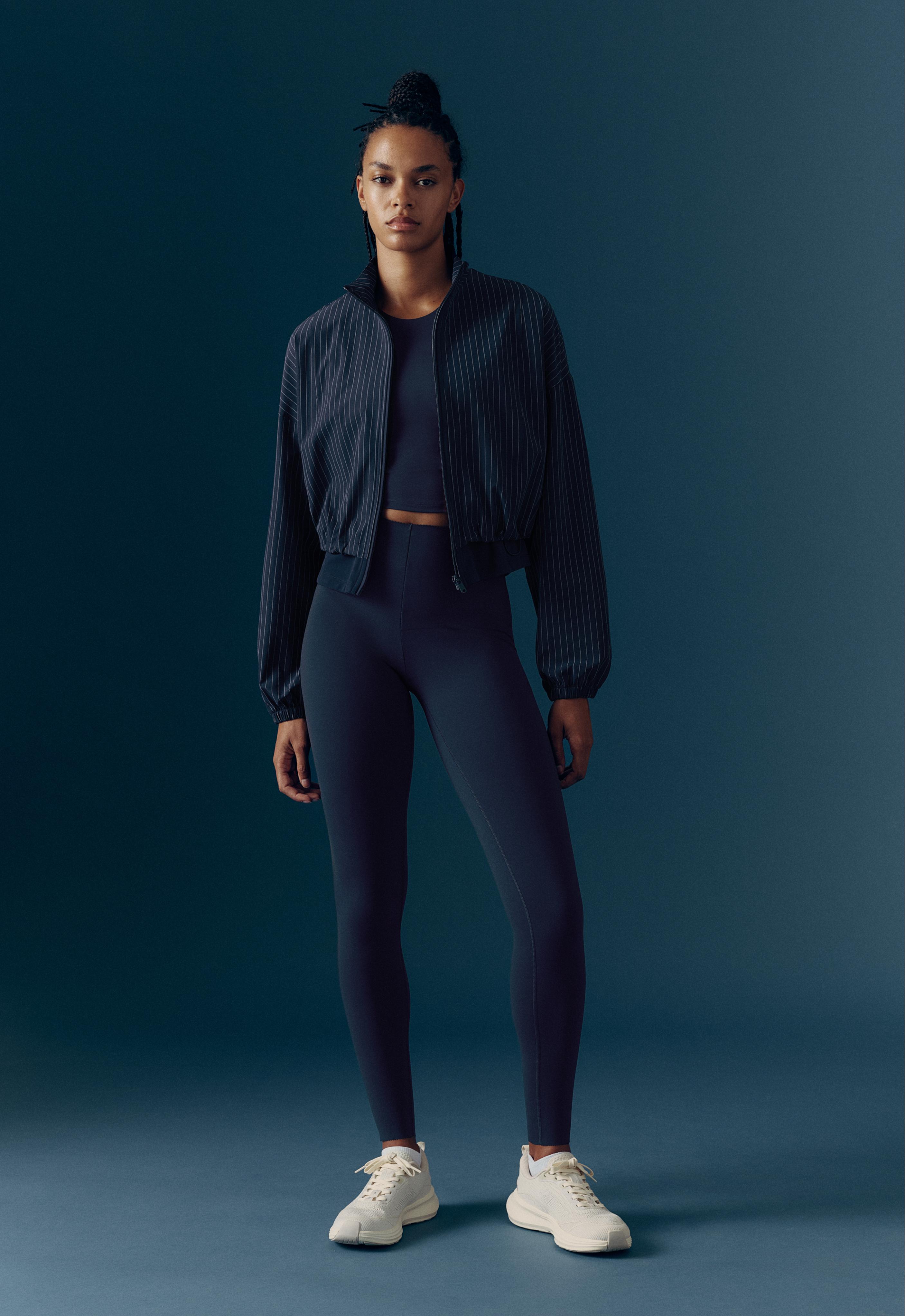 Pinstripe water-repellent technical jacket — NAVY BLUE