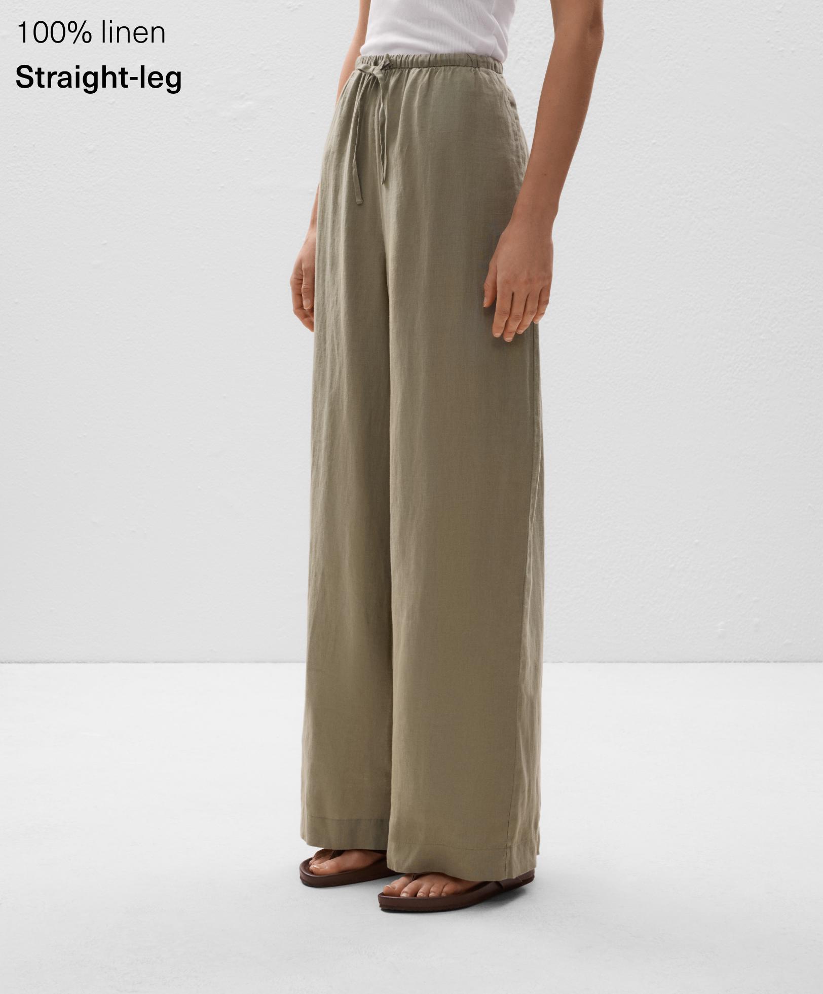 100% linen wide straight-leg trousers 100% linen wide straight-leg trousers