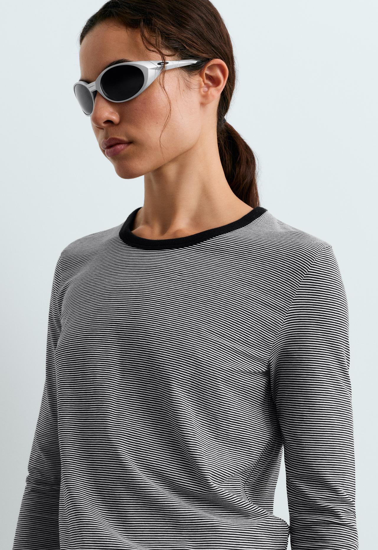 Regular long sleeve striped t-shirt — BLACK