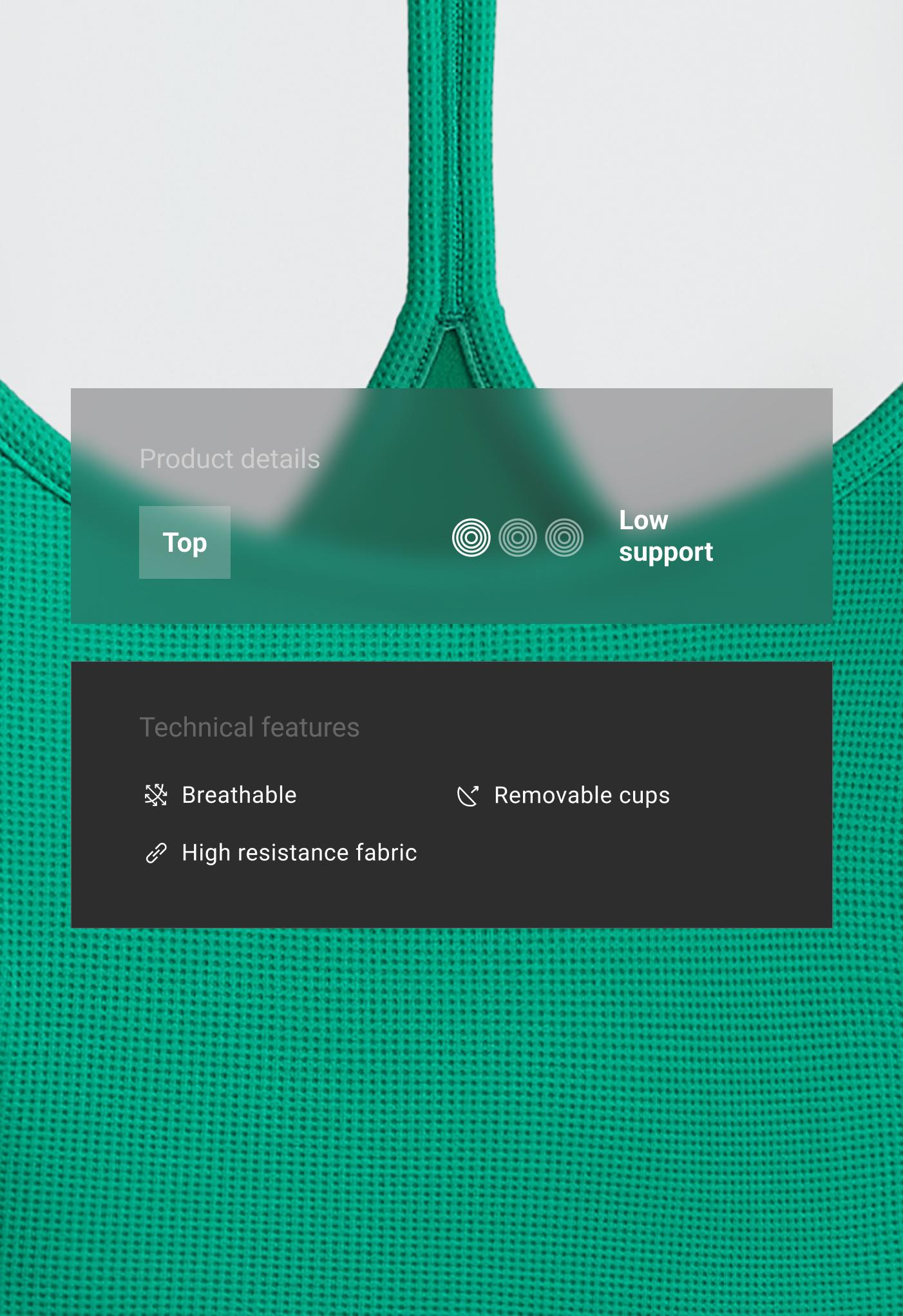 Low-support piqué sports bra — MID-GREEN MELANGE