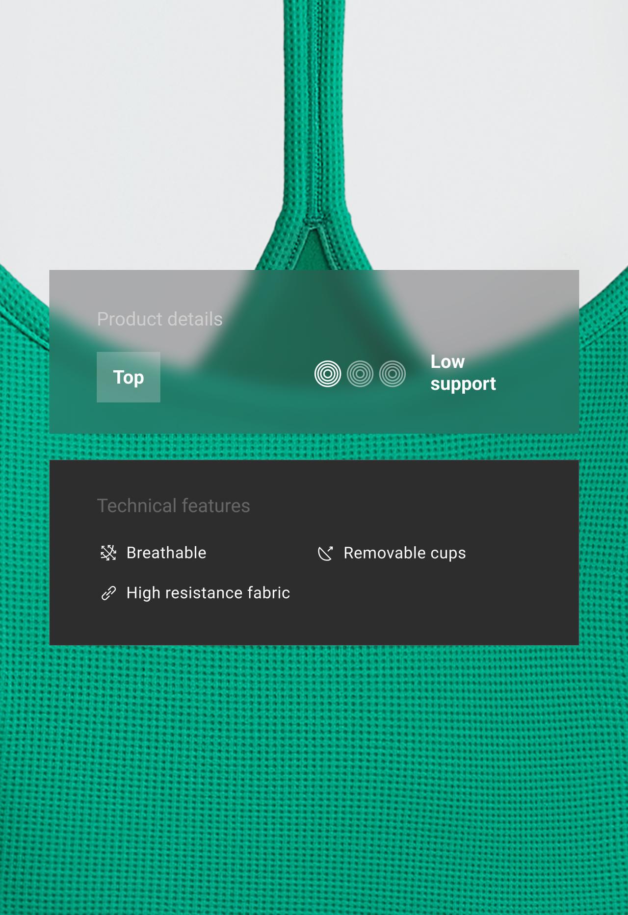 Low-support piqué sports bra — MID-GREEN MELANGE