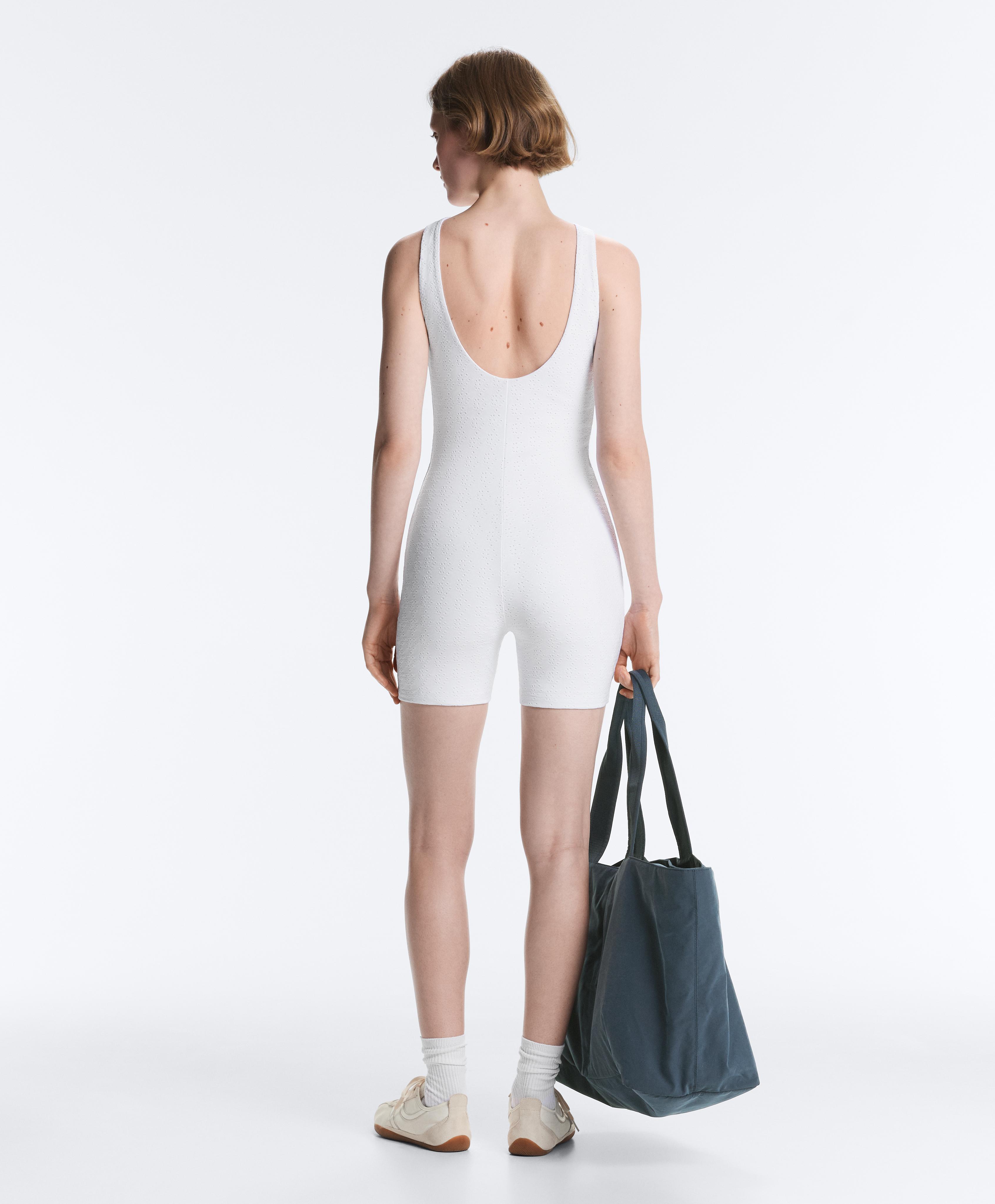 Embroidered Comfortlux short jumpsuit — WHITE