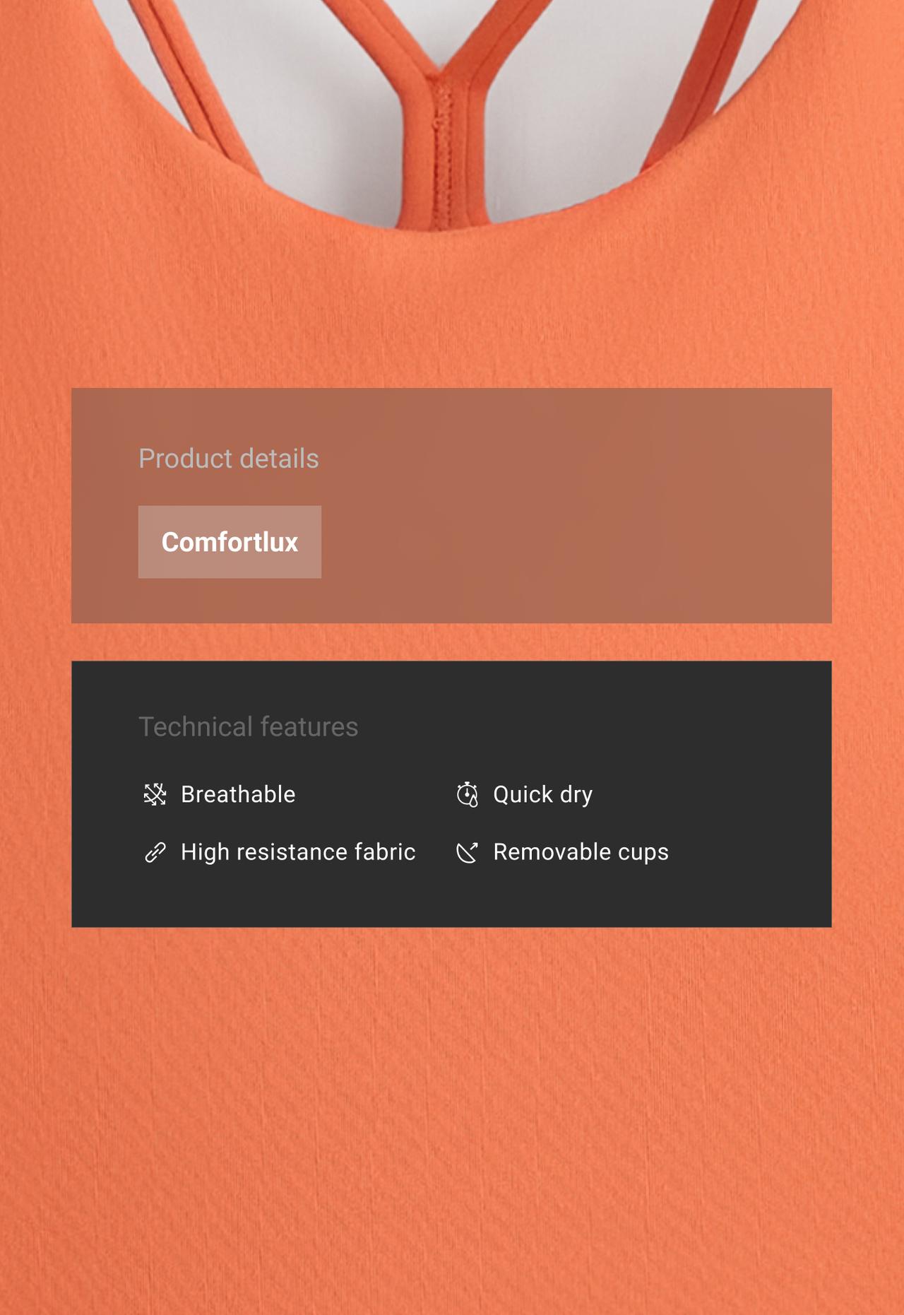 Comfortlux strap tank top with cups — WASHED ORANGE