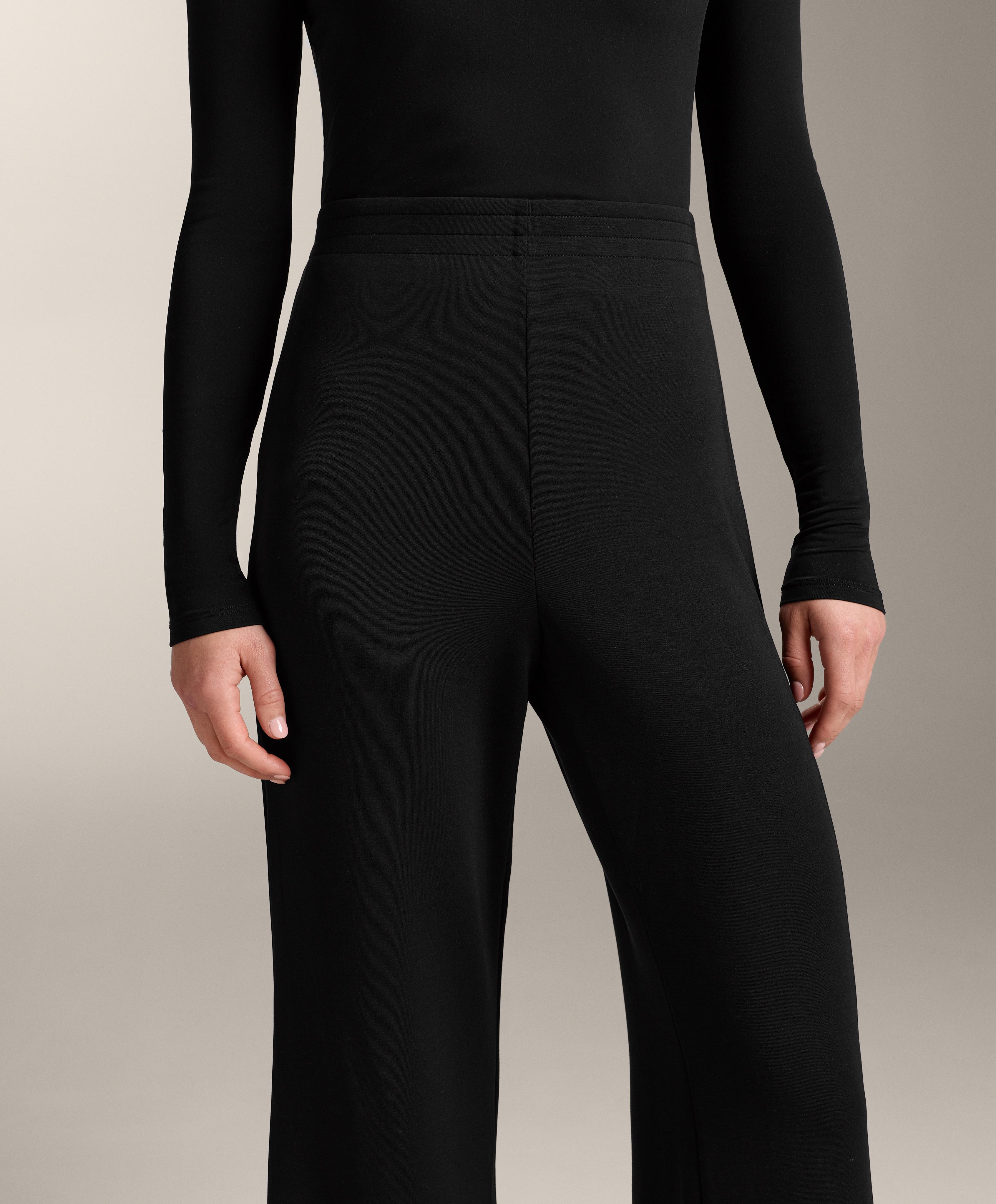 Flare trousers with soft-touch modal — BLACK