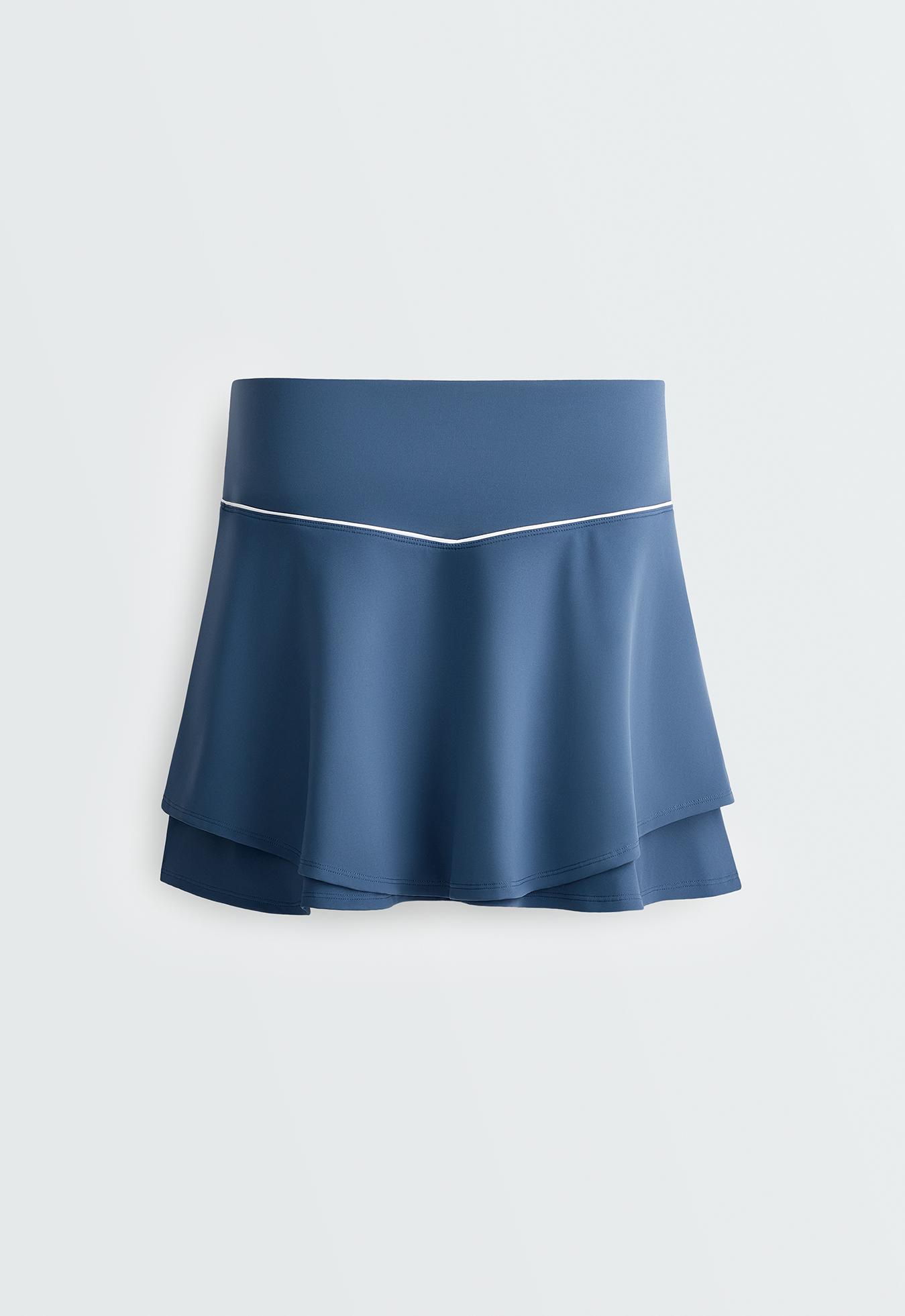 Double layer high rise short skirt — MID GREY-BLUE