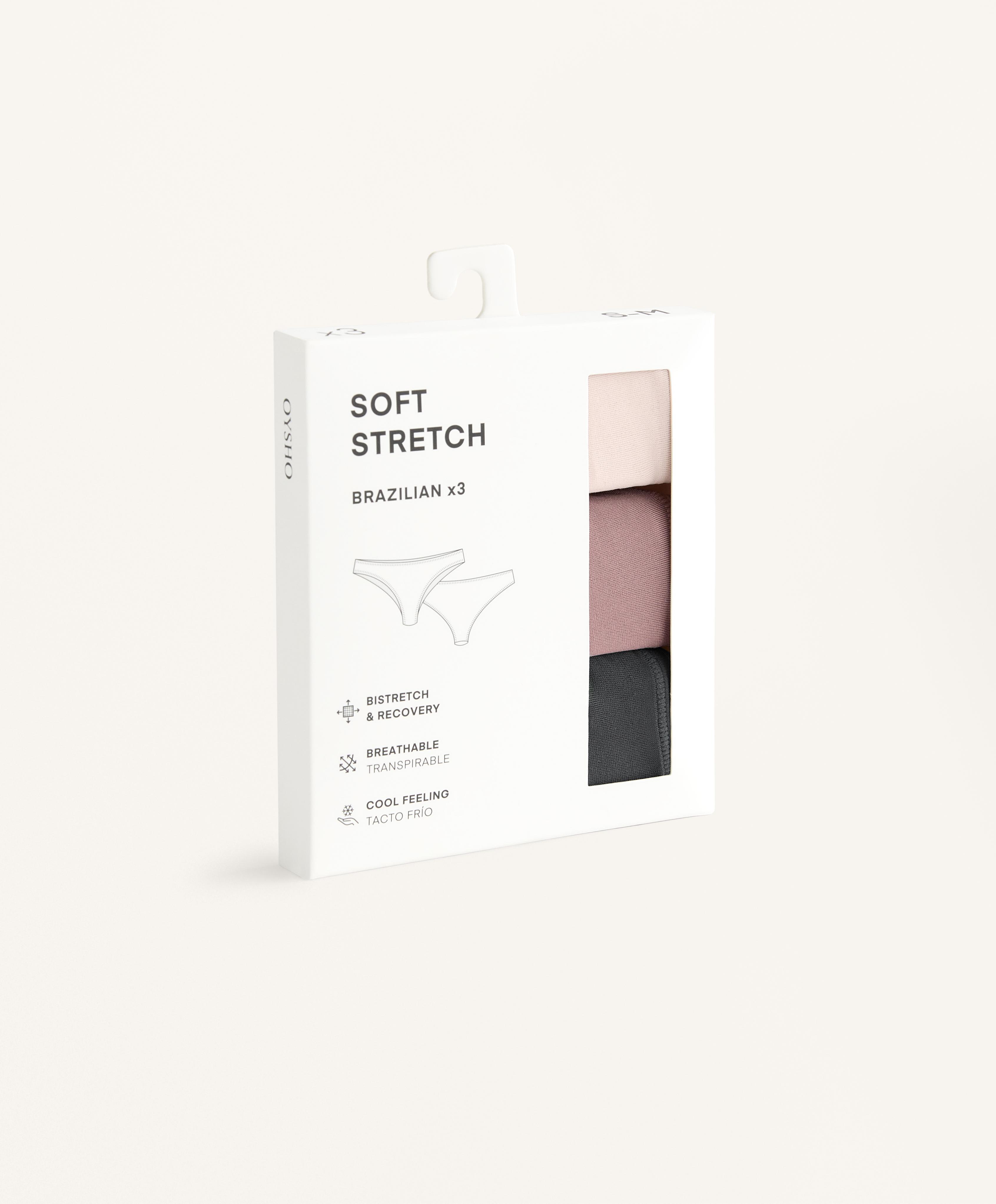 3 soft stretch Brazilian briefs