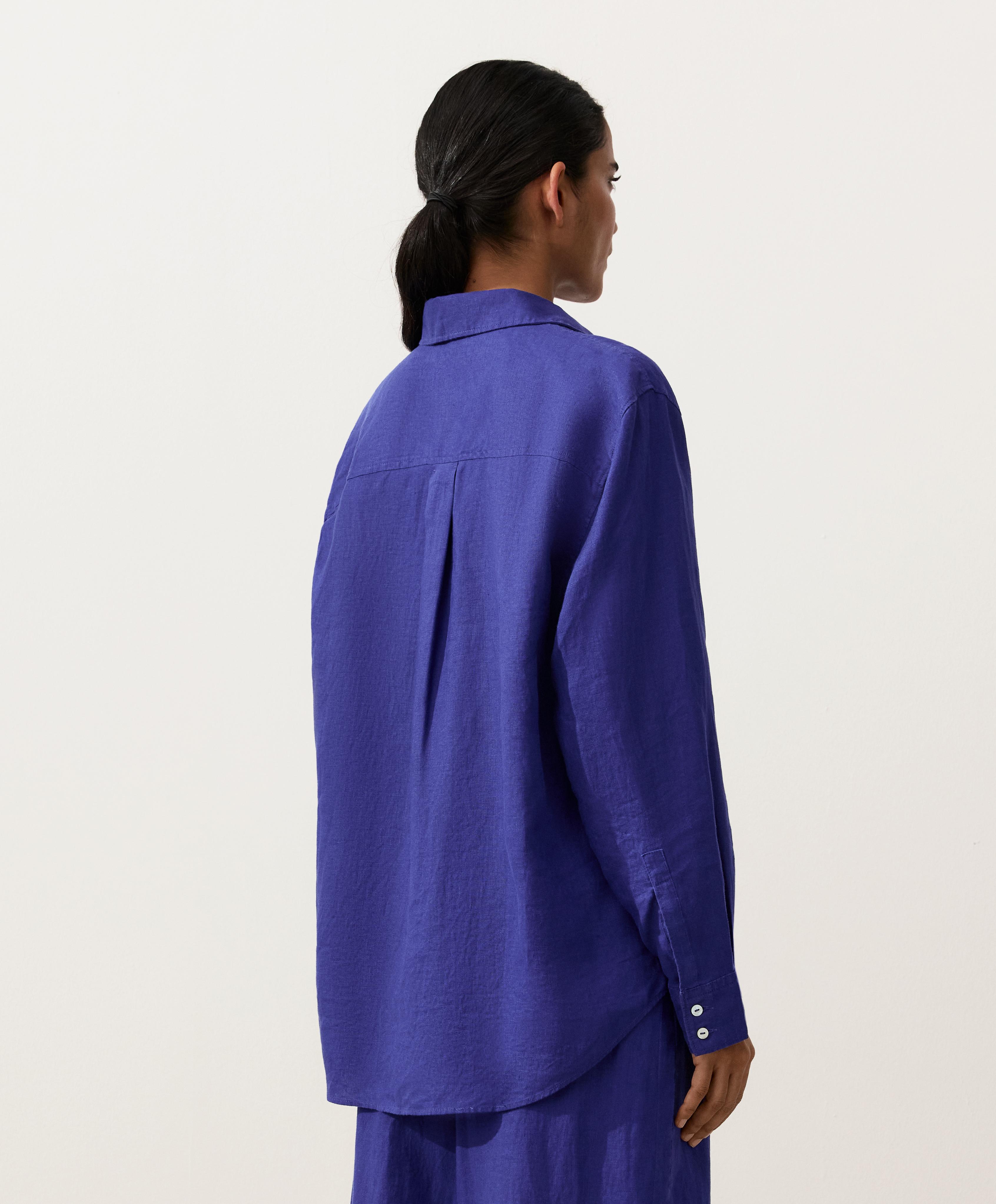 100% linen relaxed shirt — COBALT