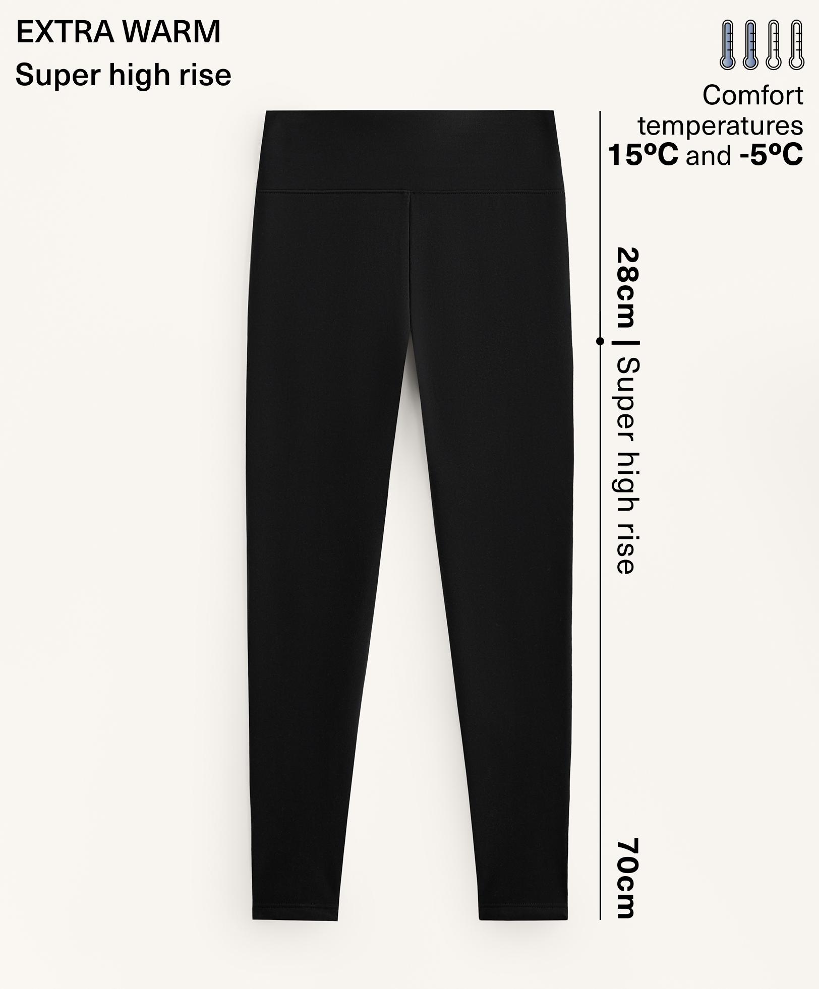 Super-high-rise seamless extra-warm 70cm ankle-length leggings — BLACK
