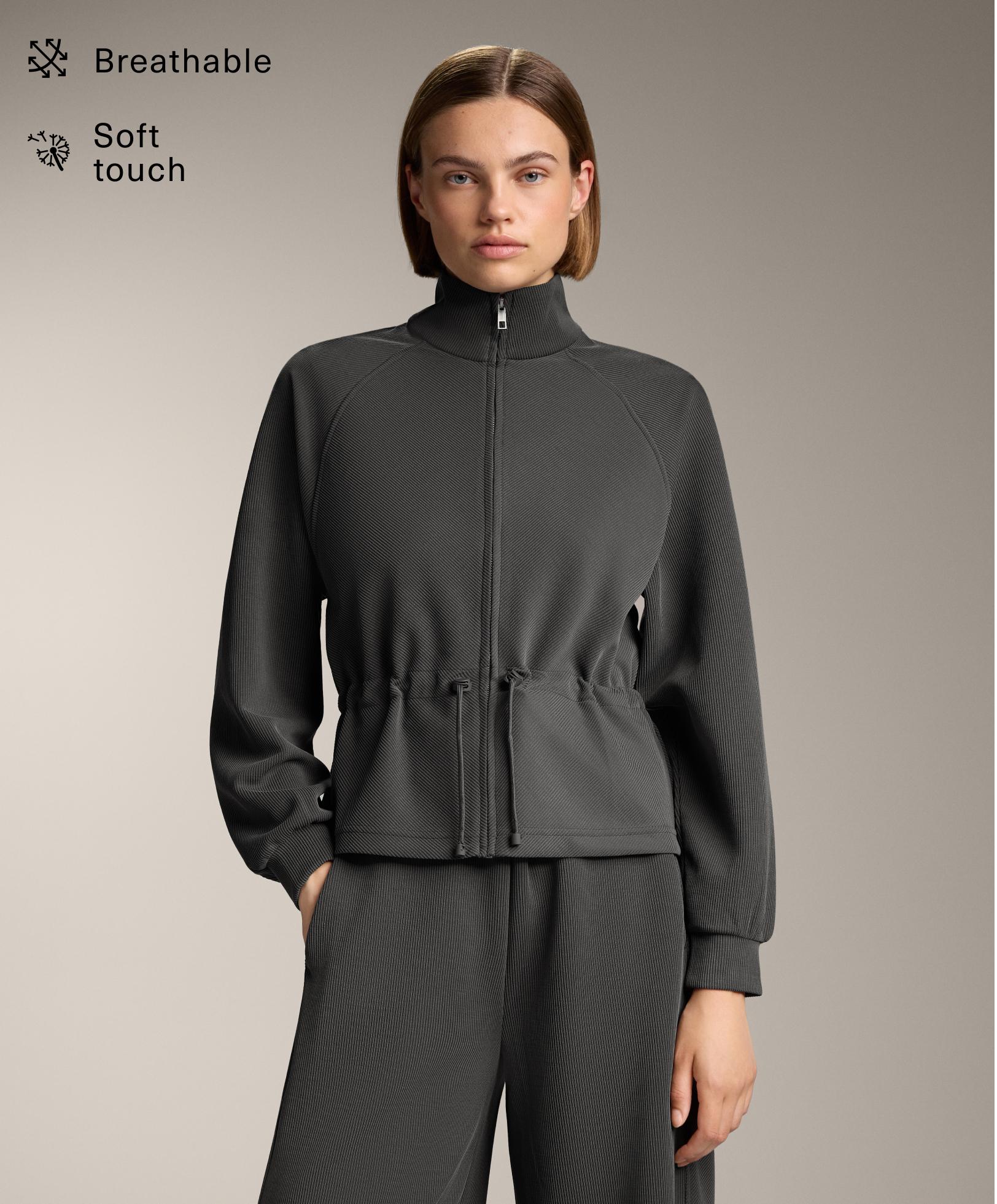 Rib jacket with adjustable waist, 29% modal