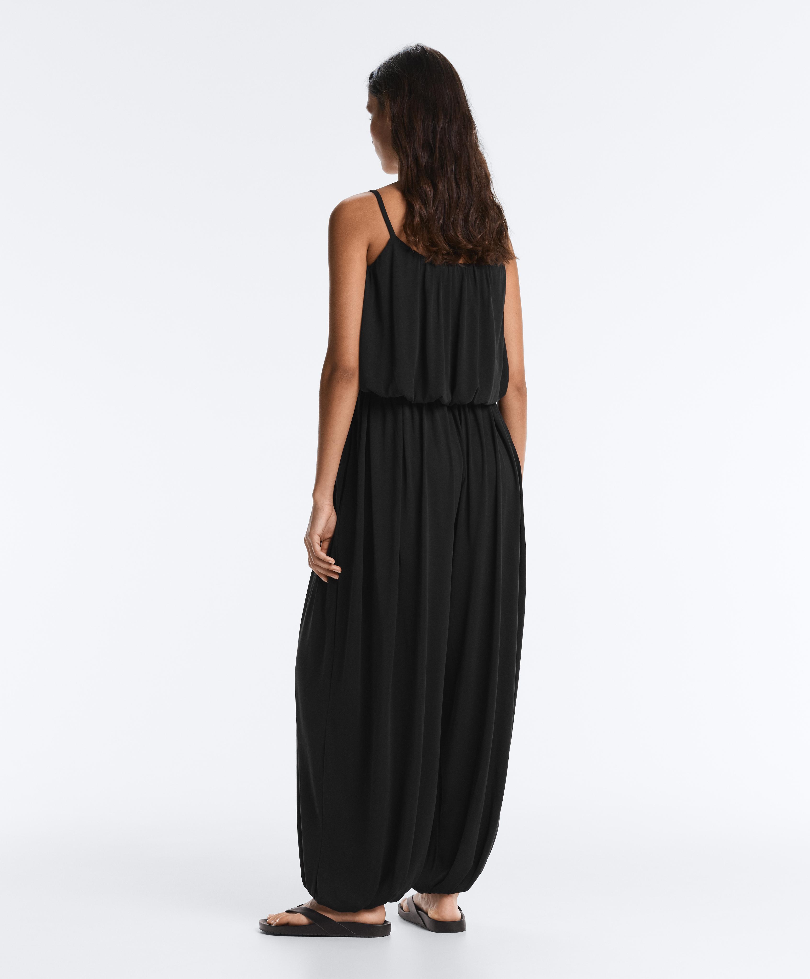 Modal blend strappy top — BLACK