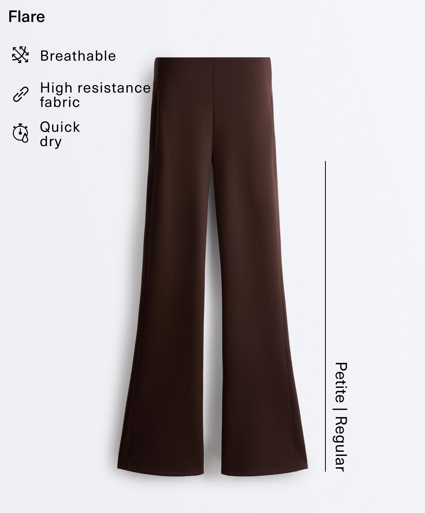 Neoprene-effect high-rise flare trousers