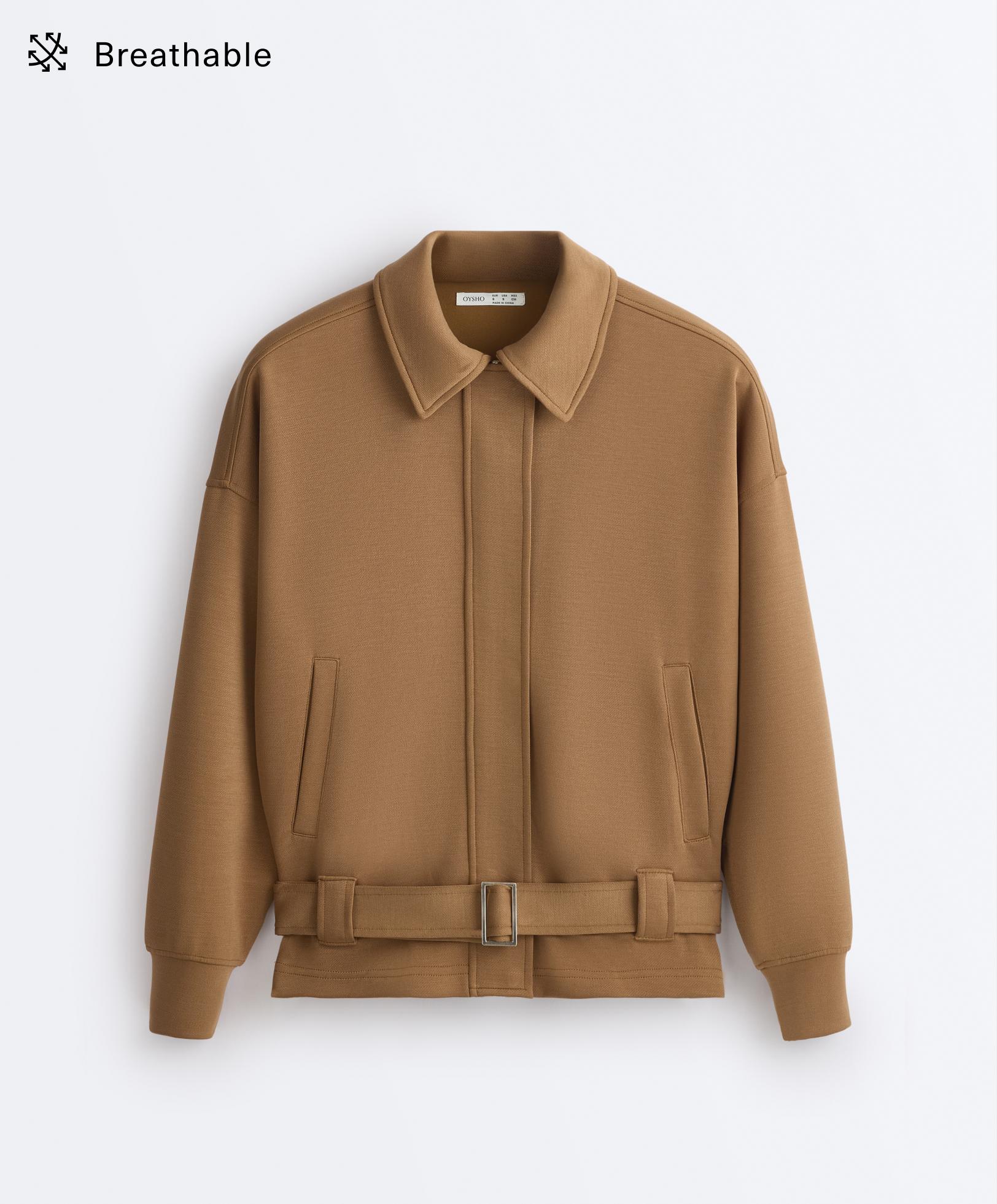 Twill Utility jacket with belt — COPPER