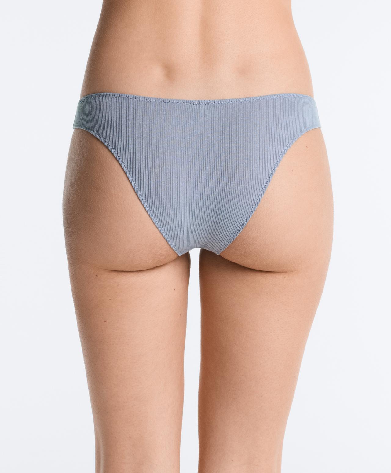 5 cotton rib U-cut Brazilian briefs — GREY-BLUE