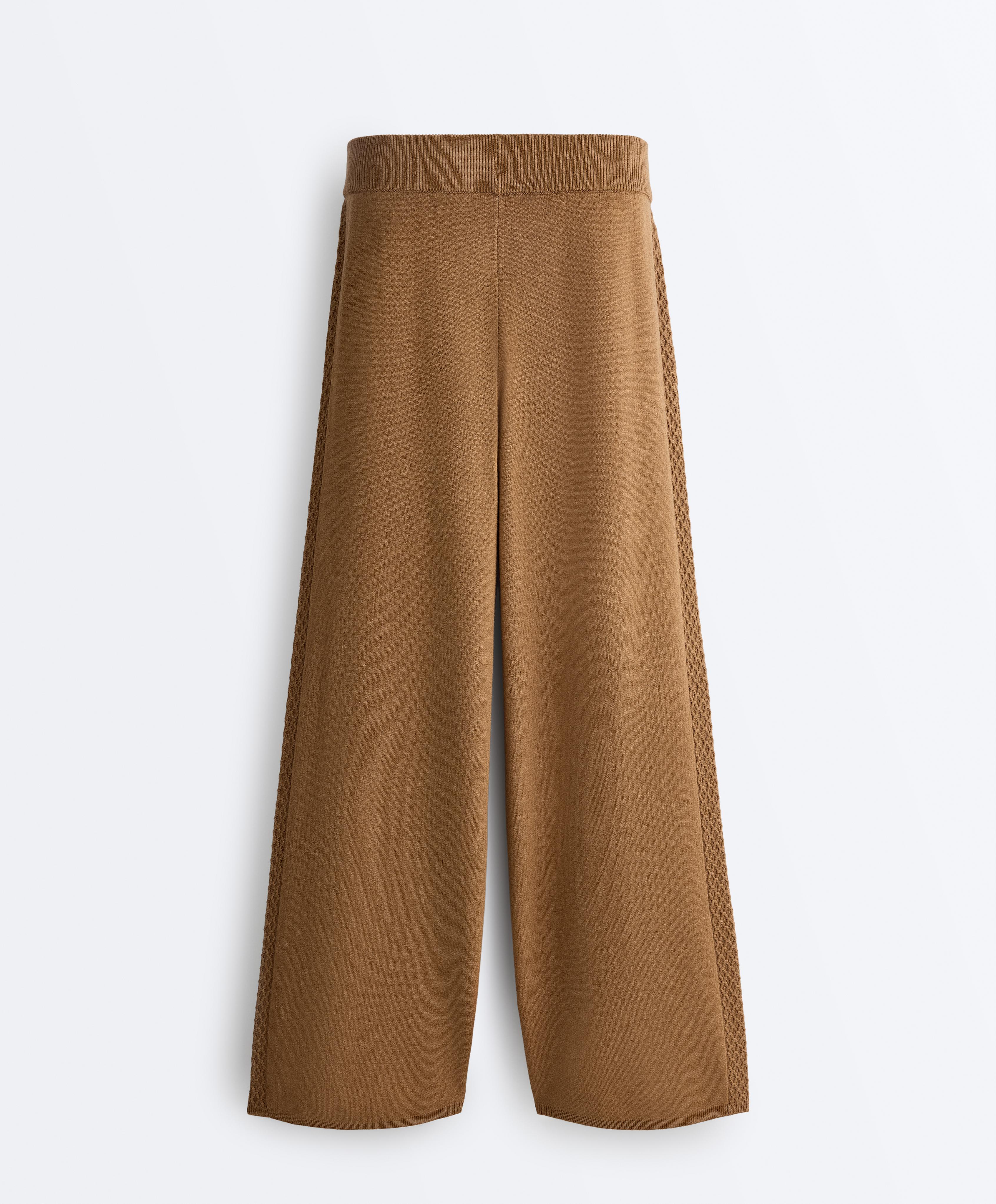 Straight-leg trousers with side knit structure — COPPER