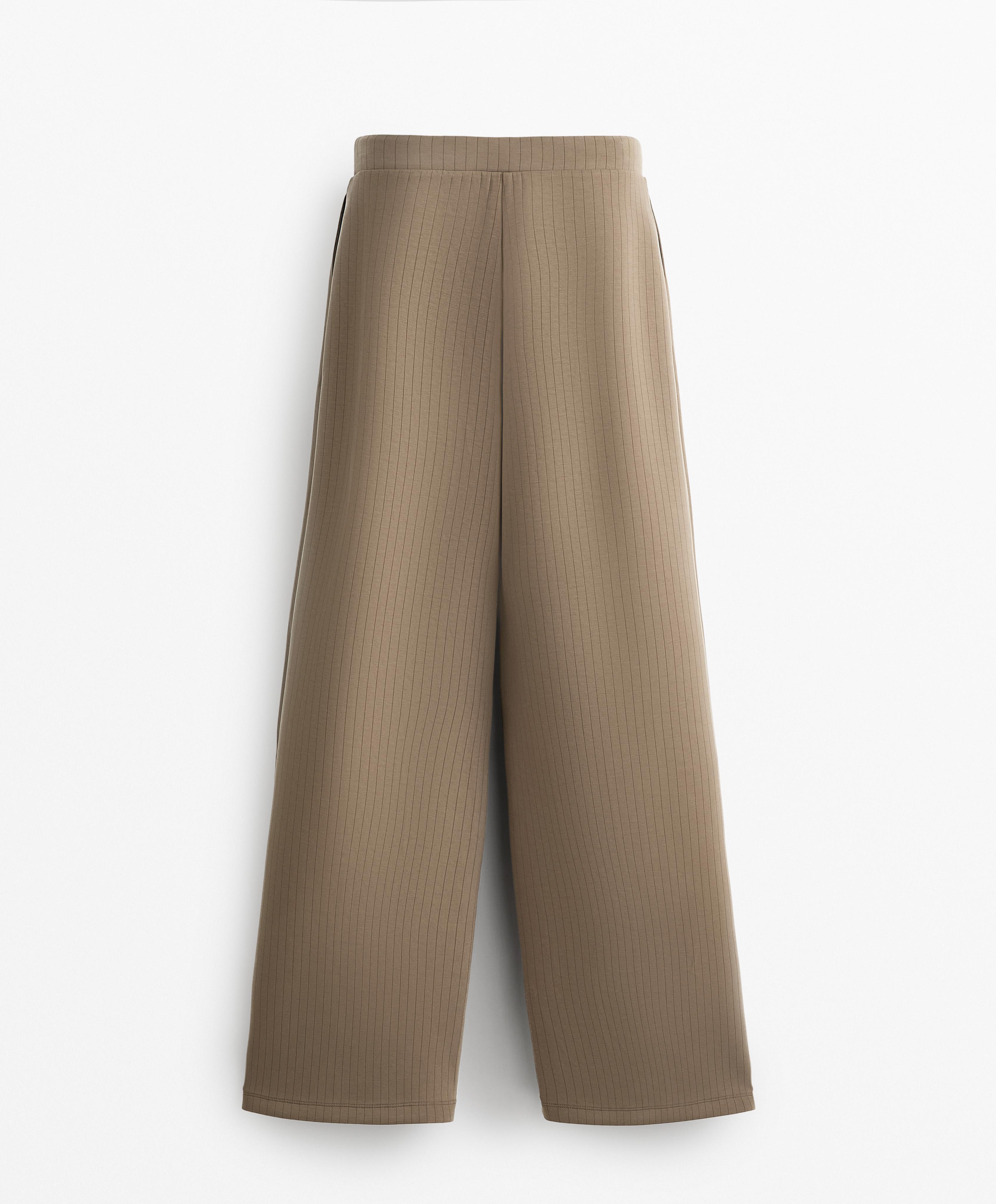 Straight-leg striped trousers with soft-touch modal