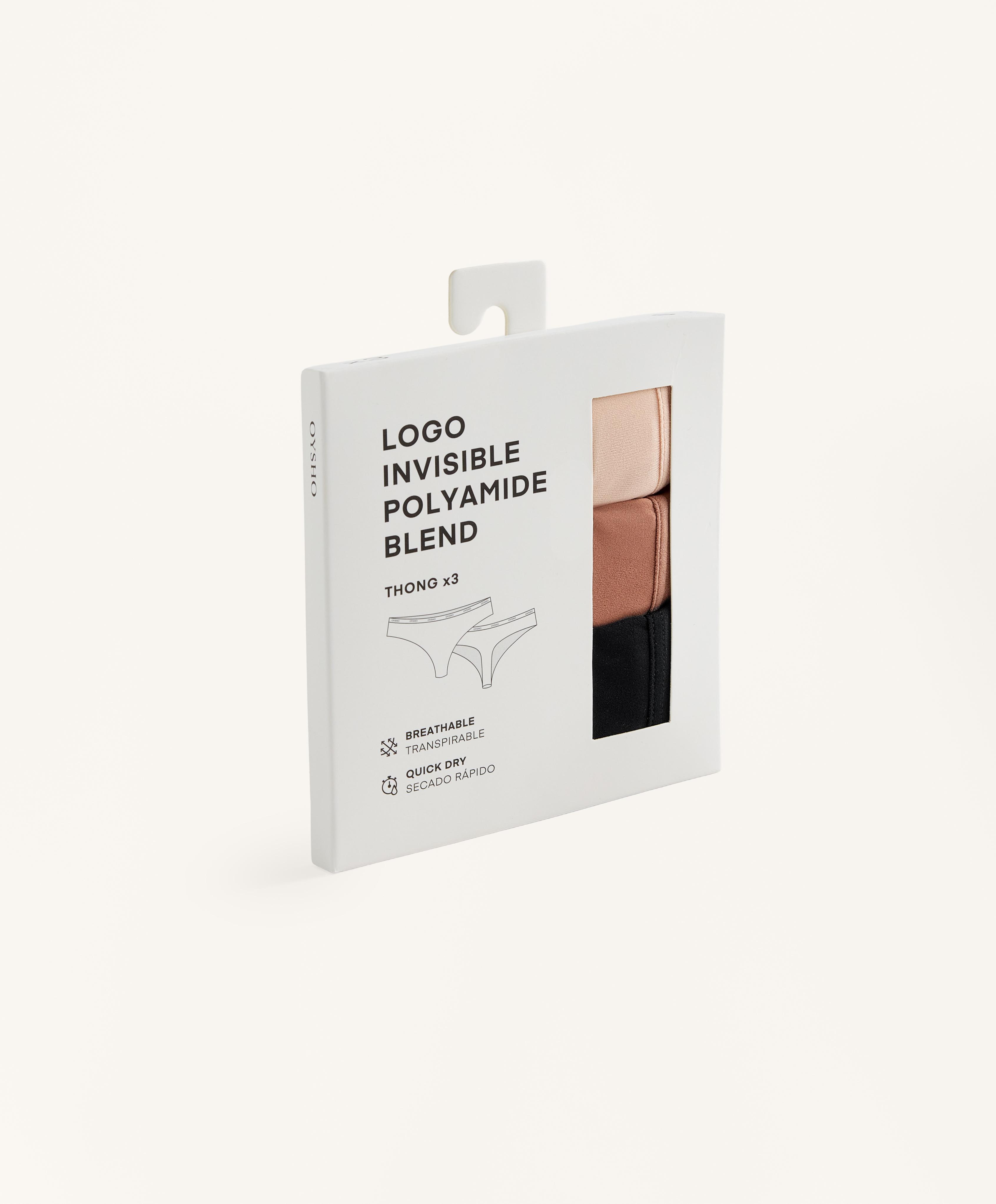 3 polyamide blend logo thongs