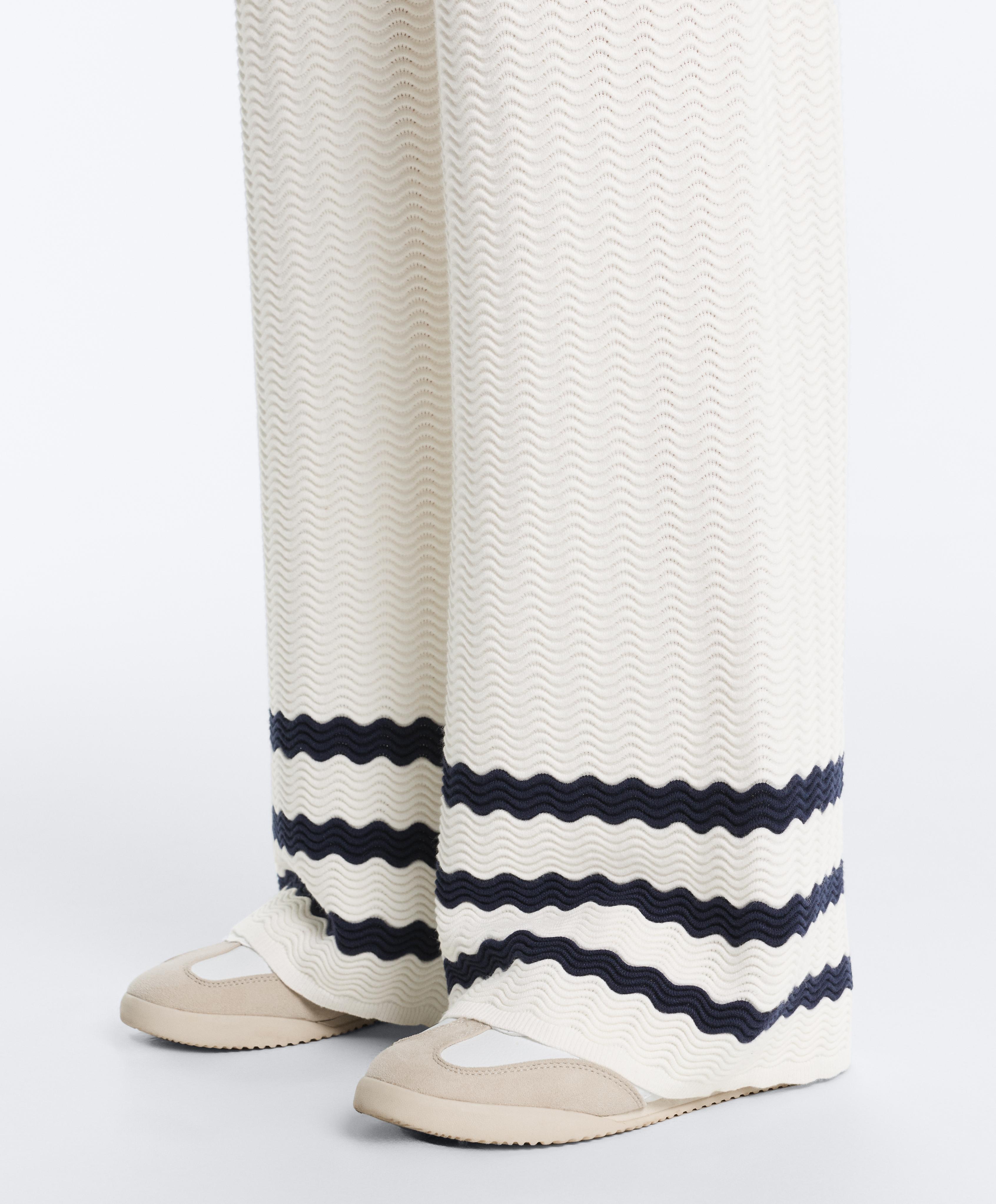 Wave knit straight-leg trousers — WHITE