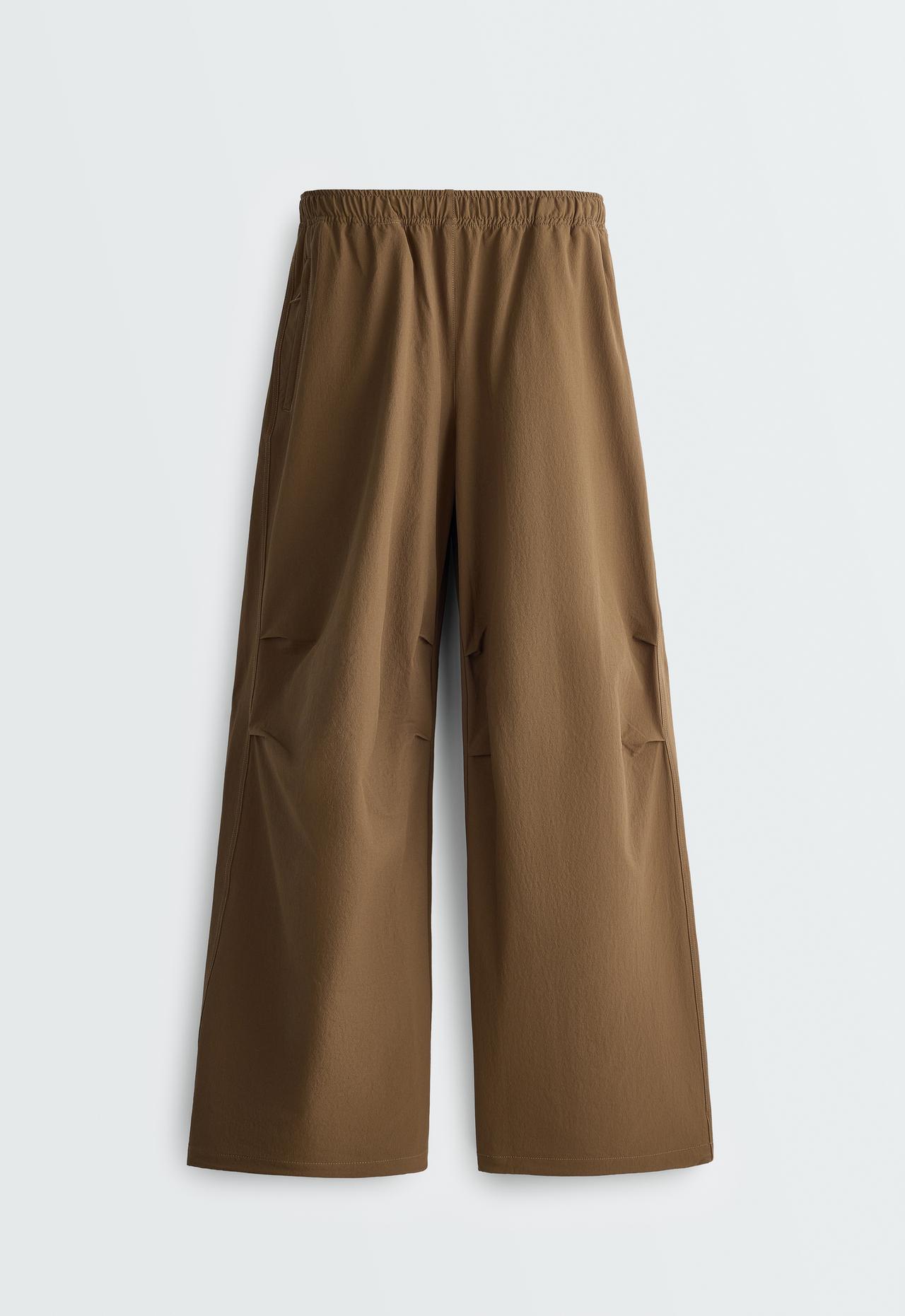 Adjustable technical wide-leg trousers — CHESTNUT