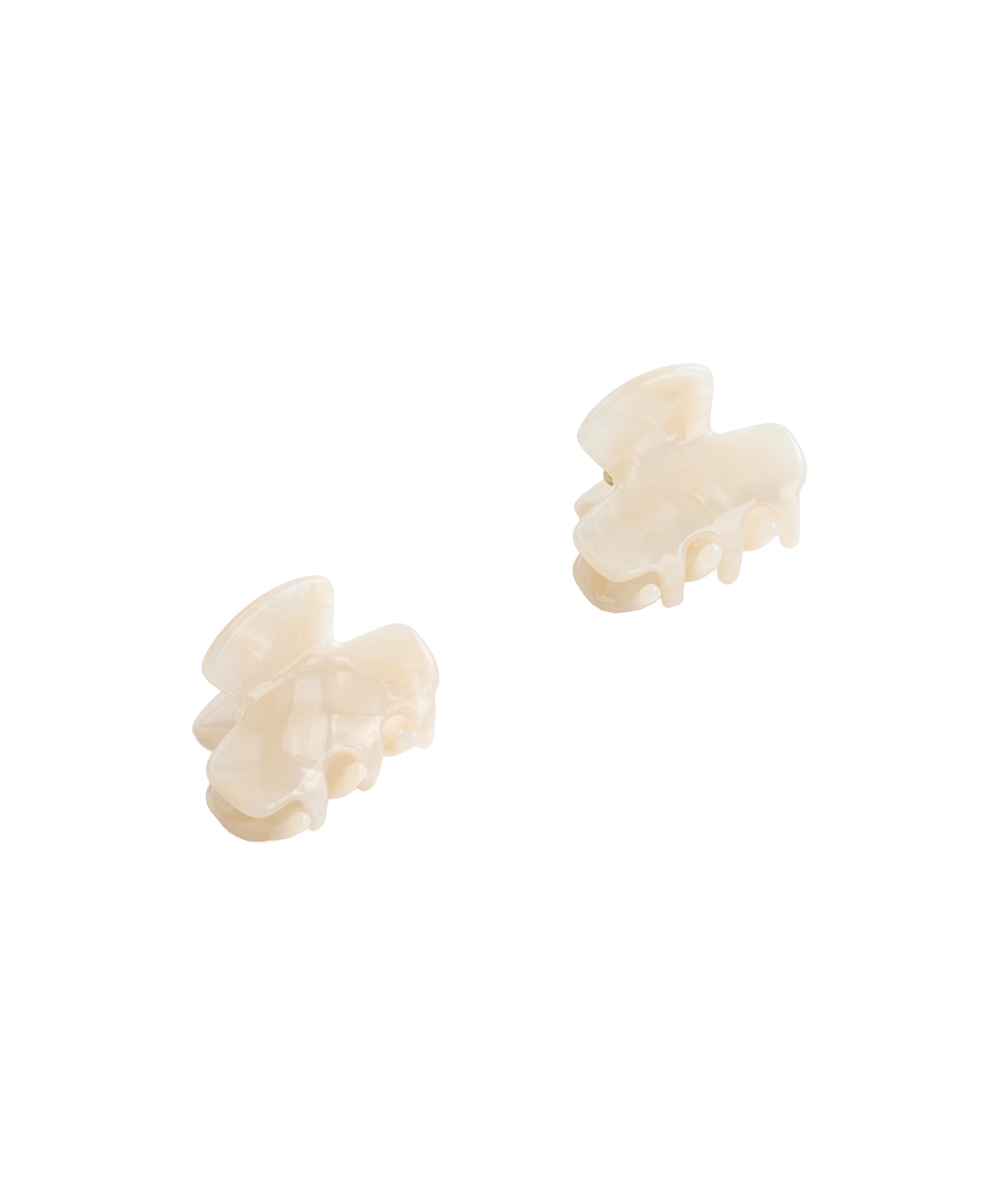 2 mini hair clips — OATMEAL