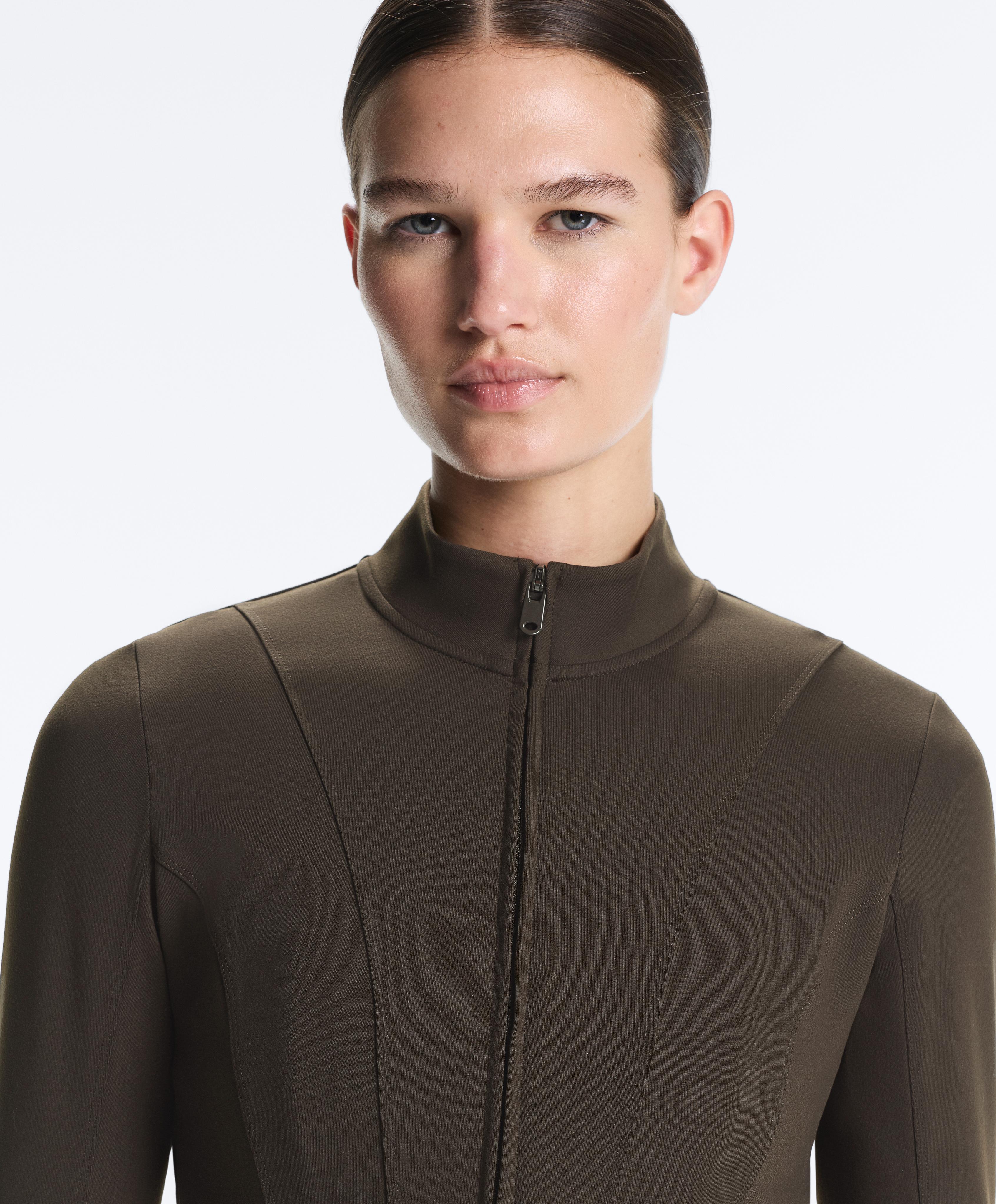 Evermove peplum technical jacket — BROWN