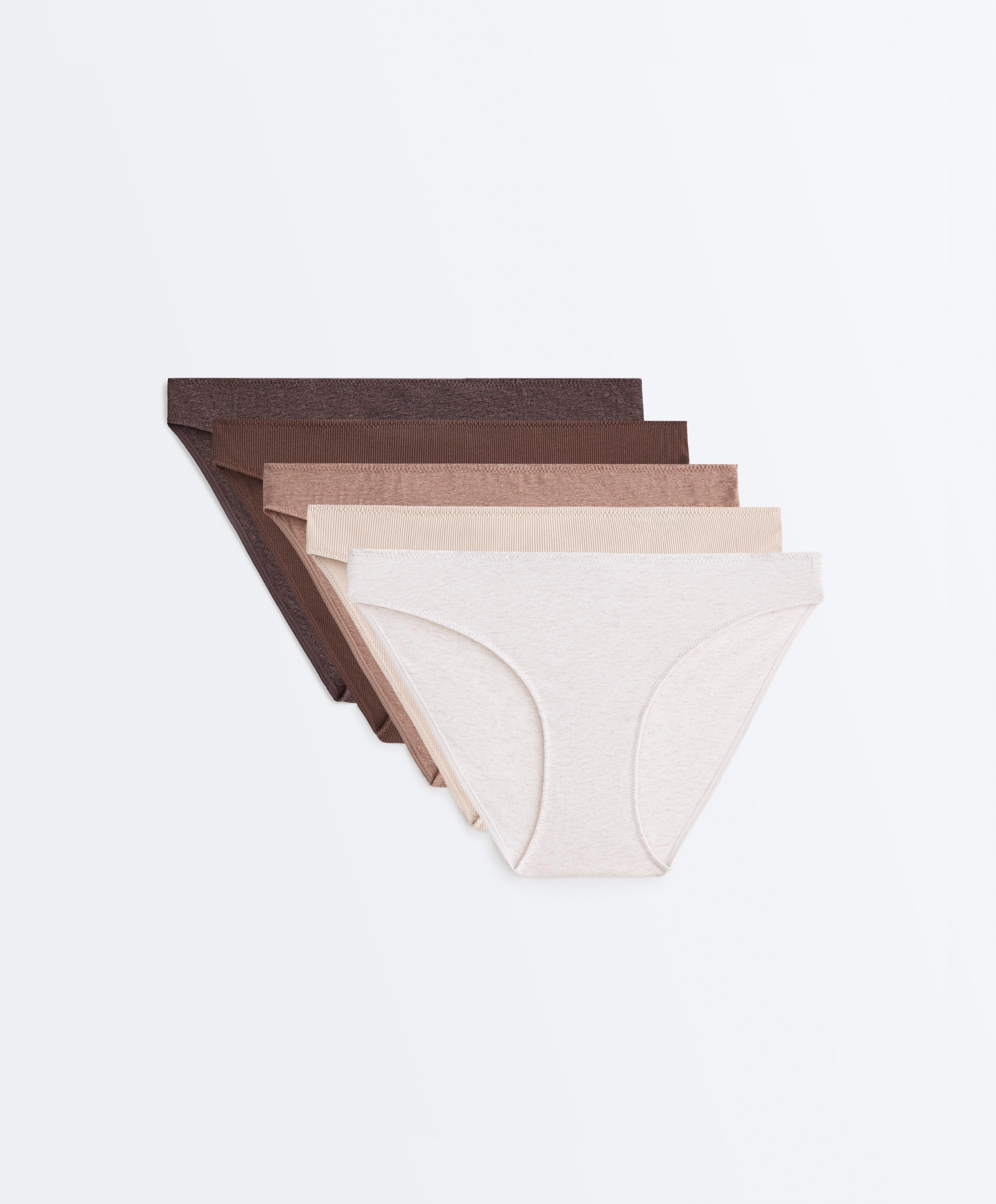 5 cotton blend rib classic briefs — CHOCOLATE      