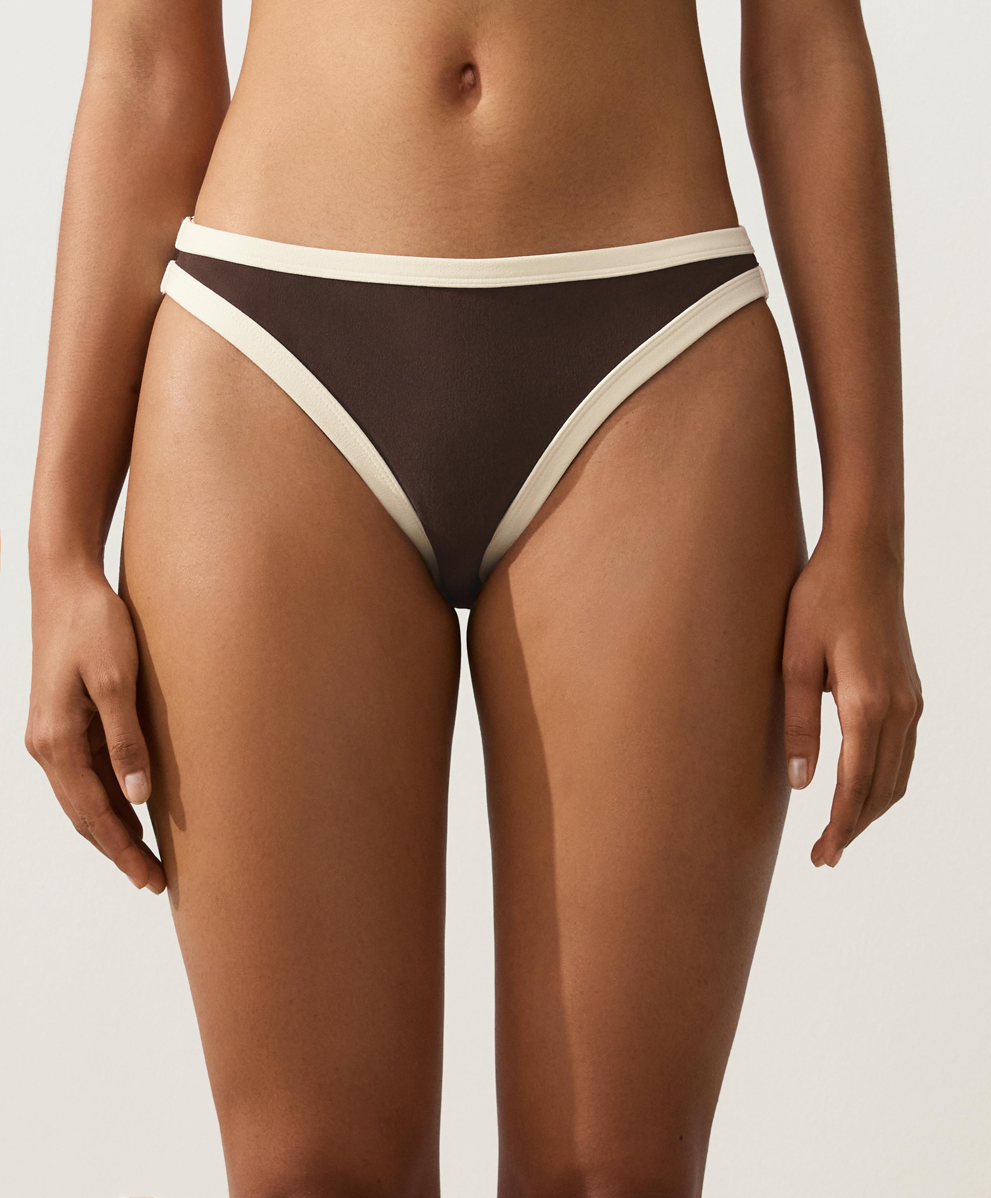 Contrast trim classic bikini briefs — DARK BROWN