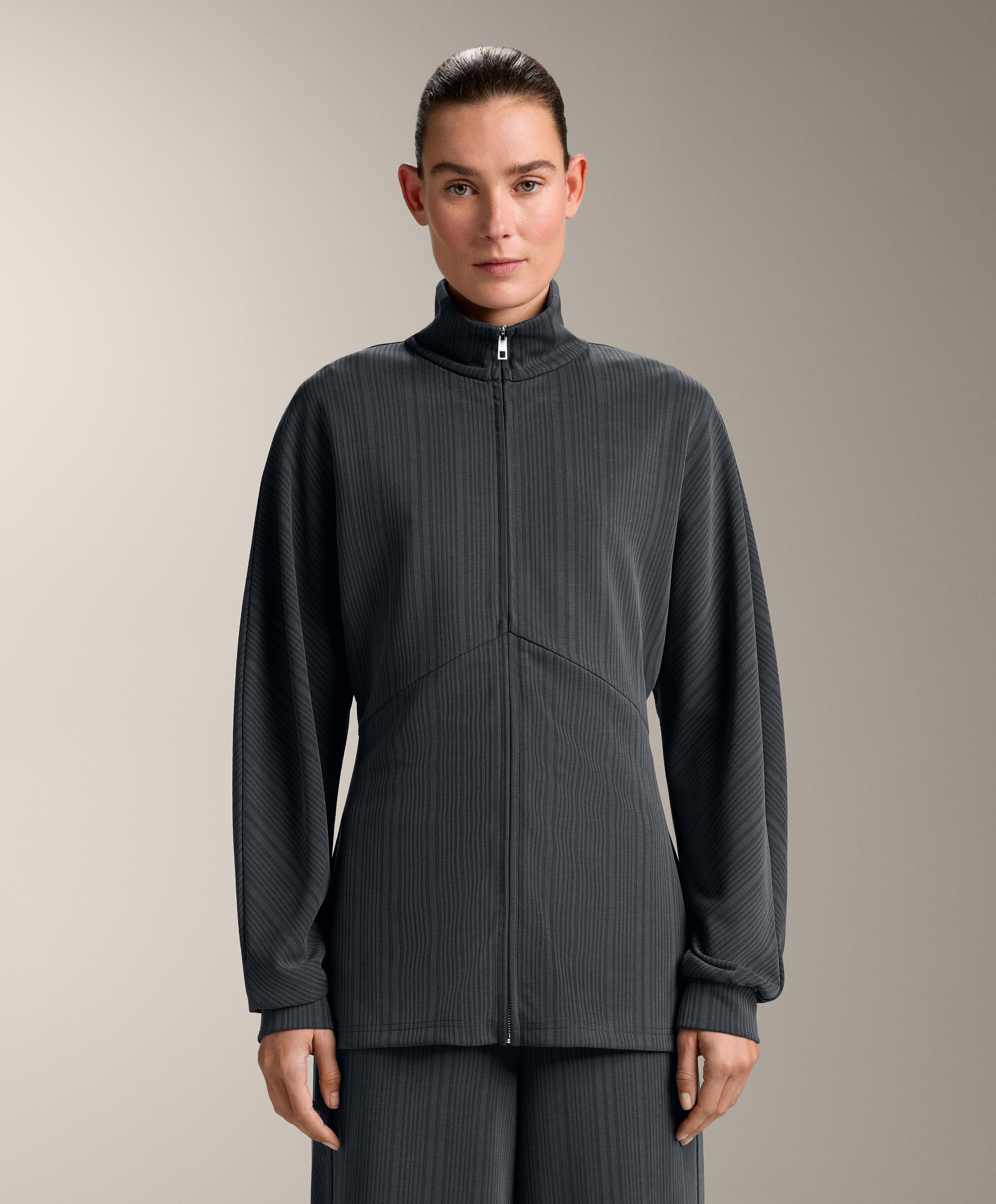 Long asymmetrical stripe jacket with modal — ASPHALT