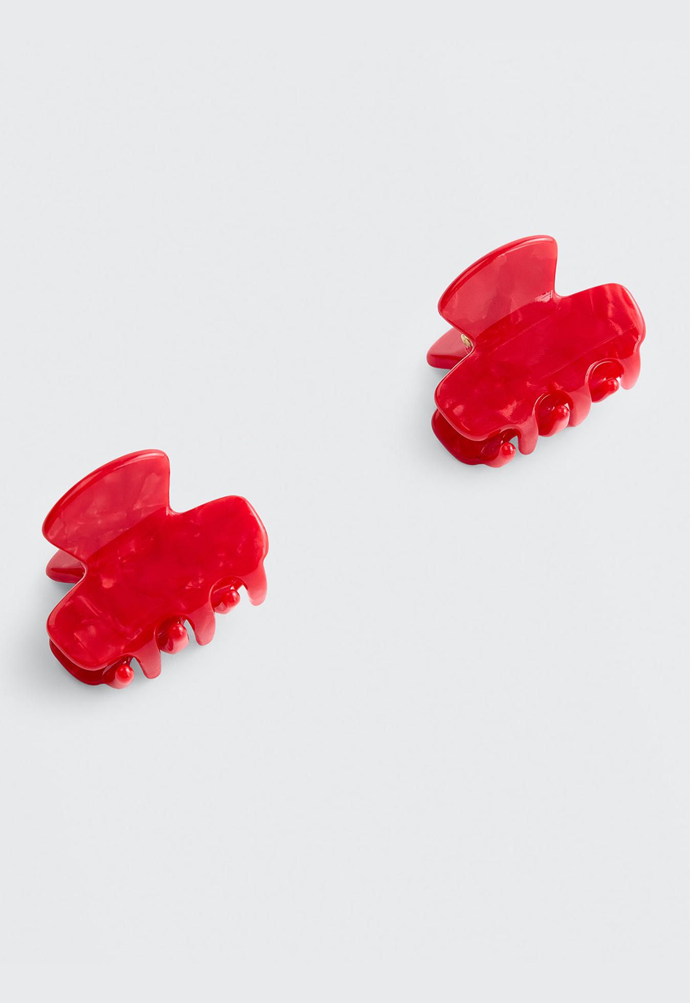 2 mini hair clips — RED