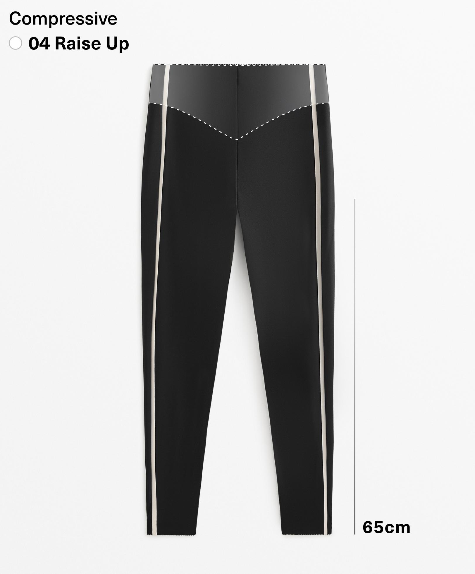 Compressive raise up ankle-length leggings with piping