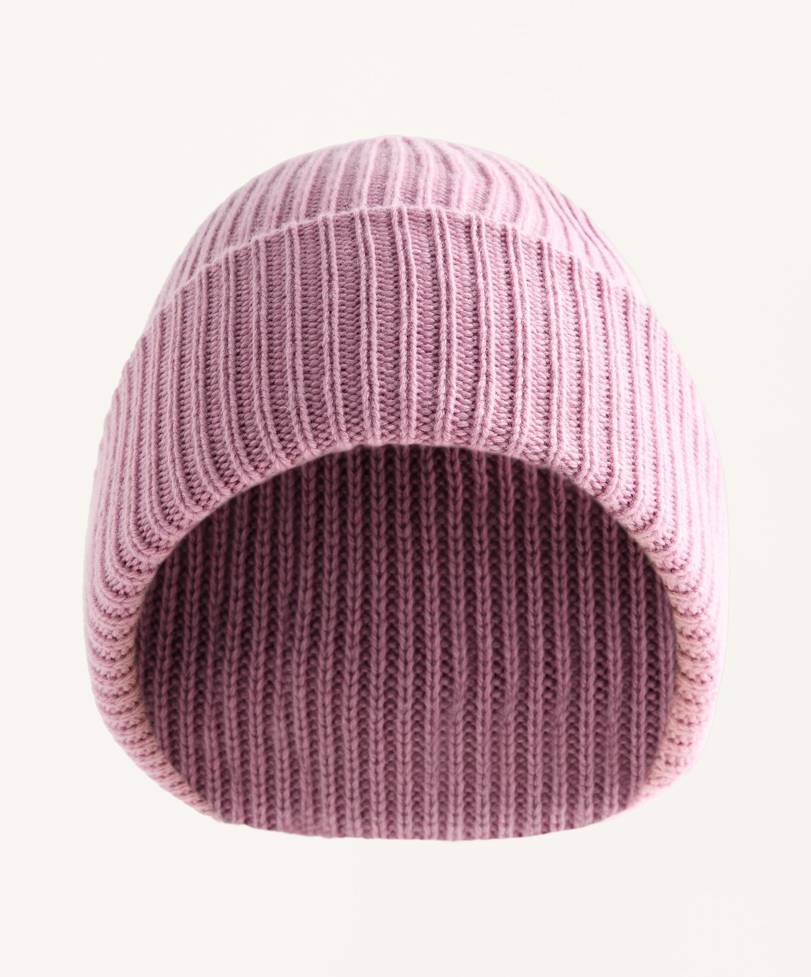 Wool blend knit pompom hat — MID DUSTY PINK