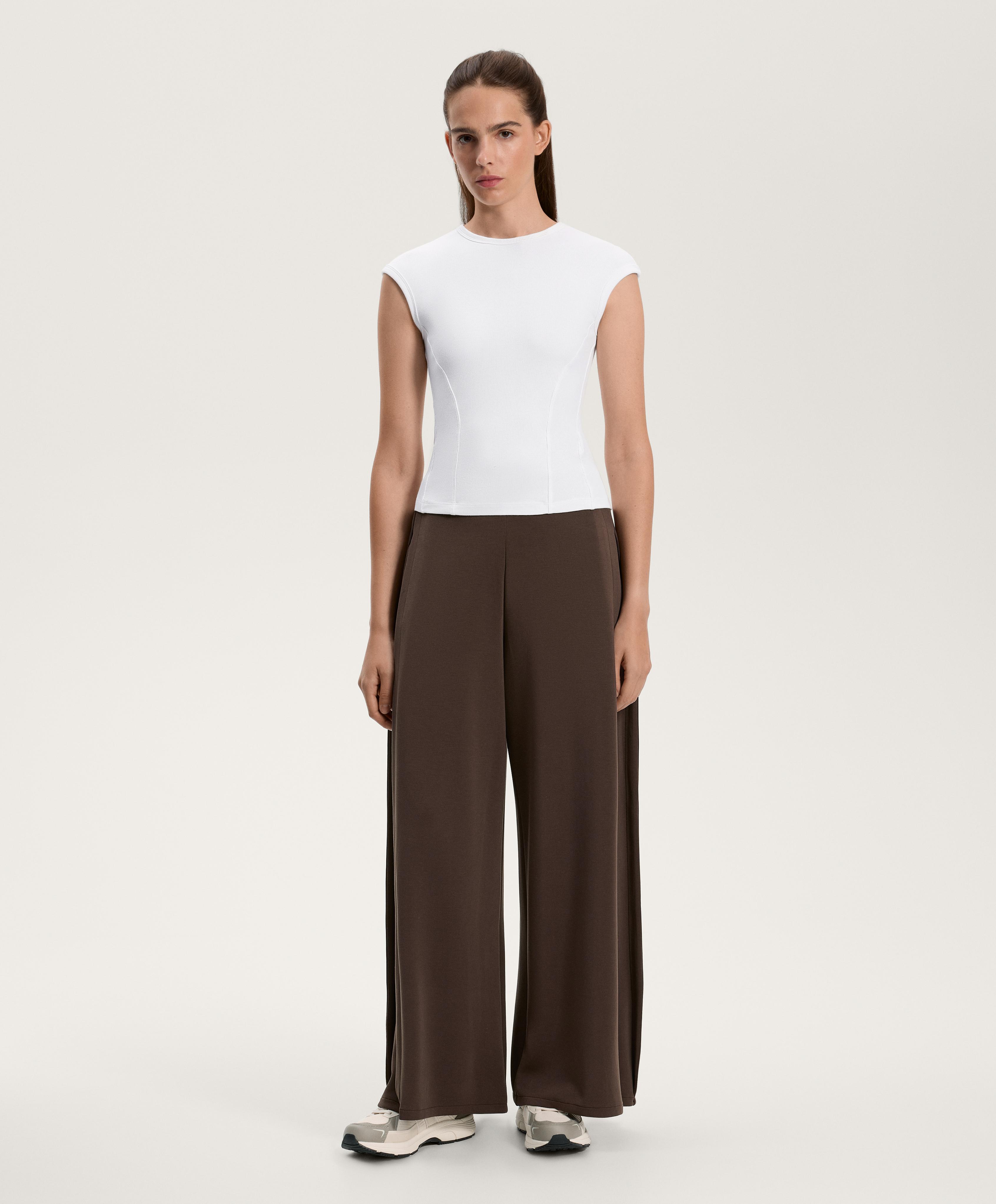 Koszulka z krótkim rękawem Rib z bawełny i modalu