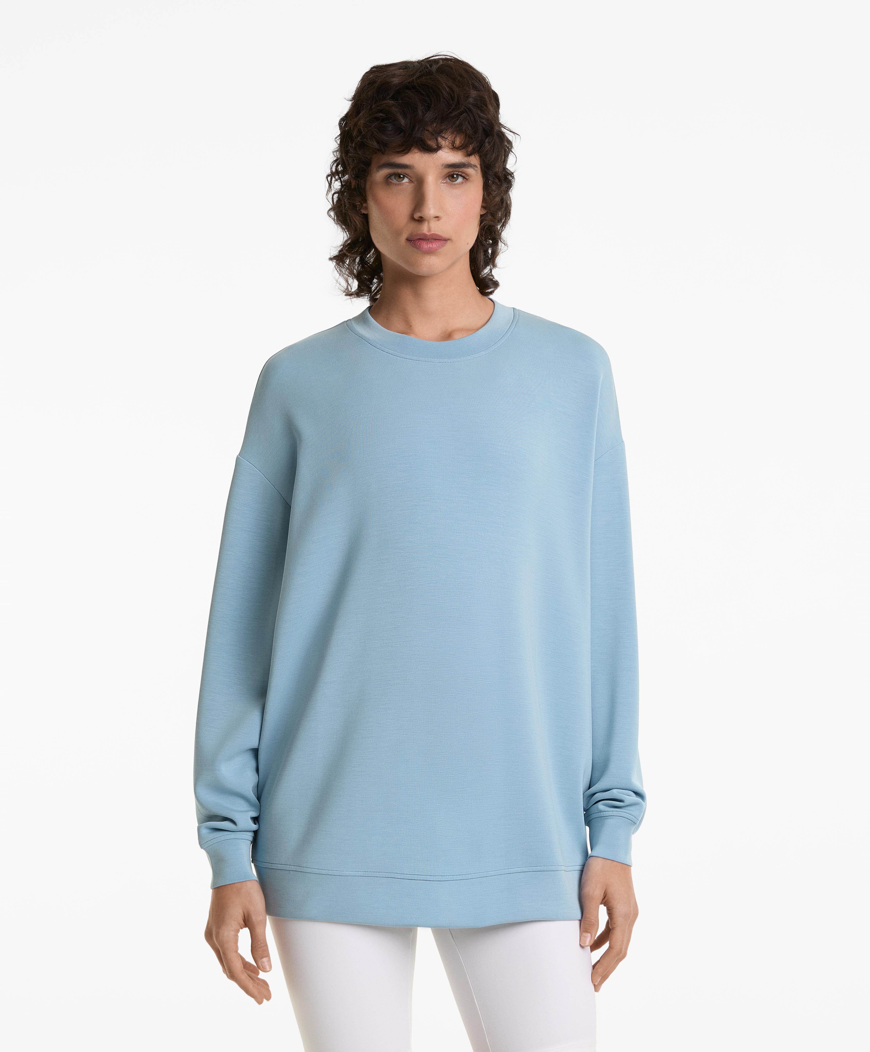 Long soft touch sweatshirt with modal - Sale