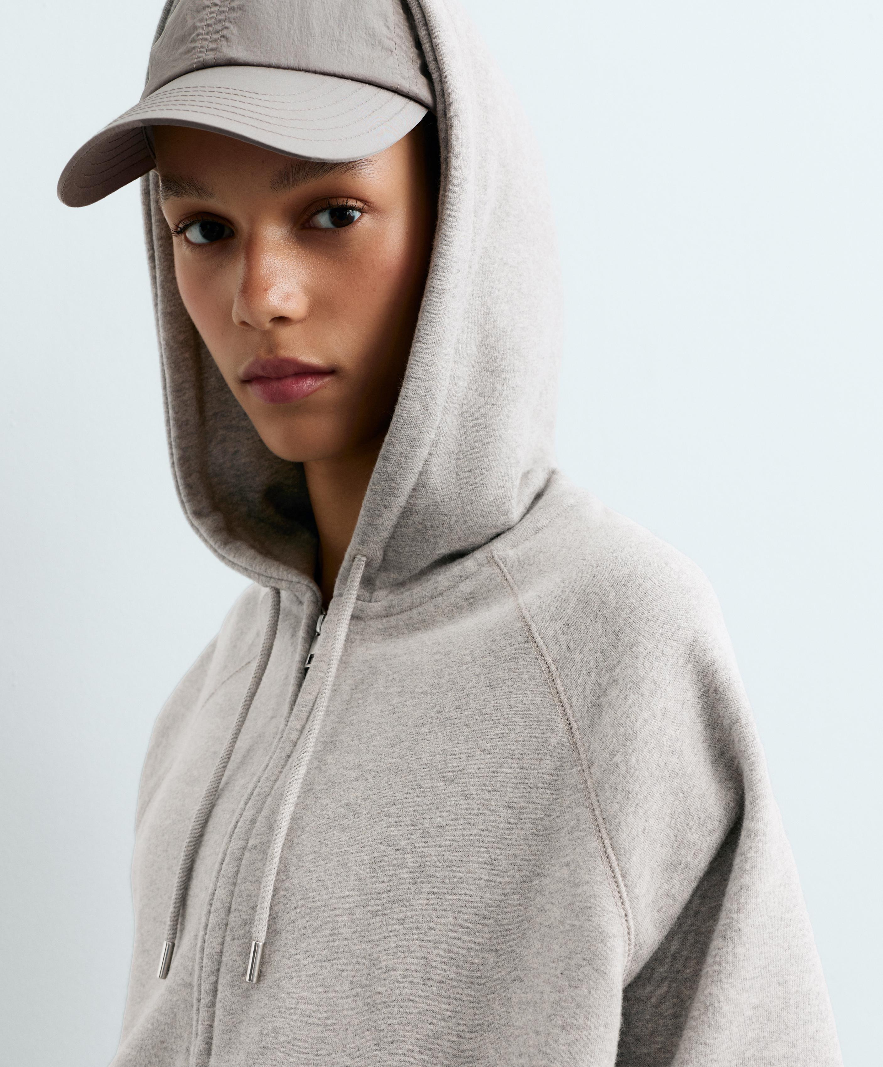 Zip-up fleece hoodie — MID-GREY MELANGE