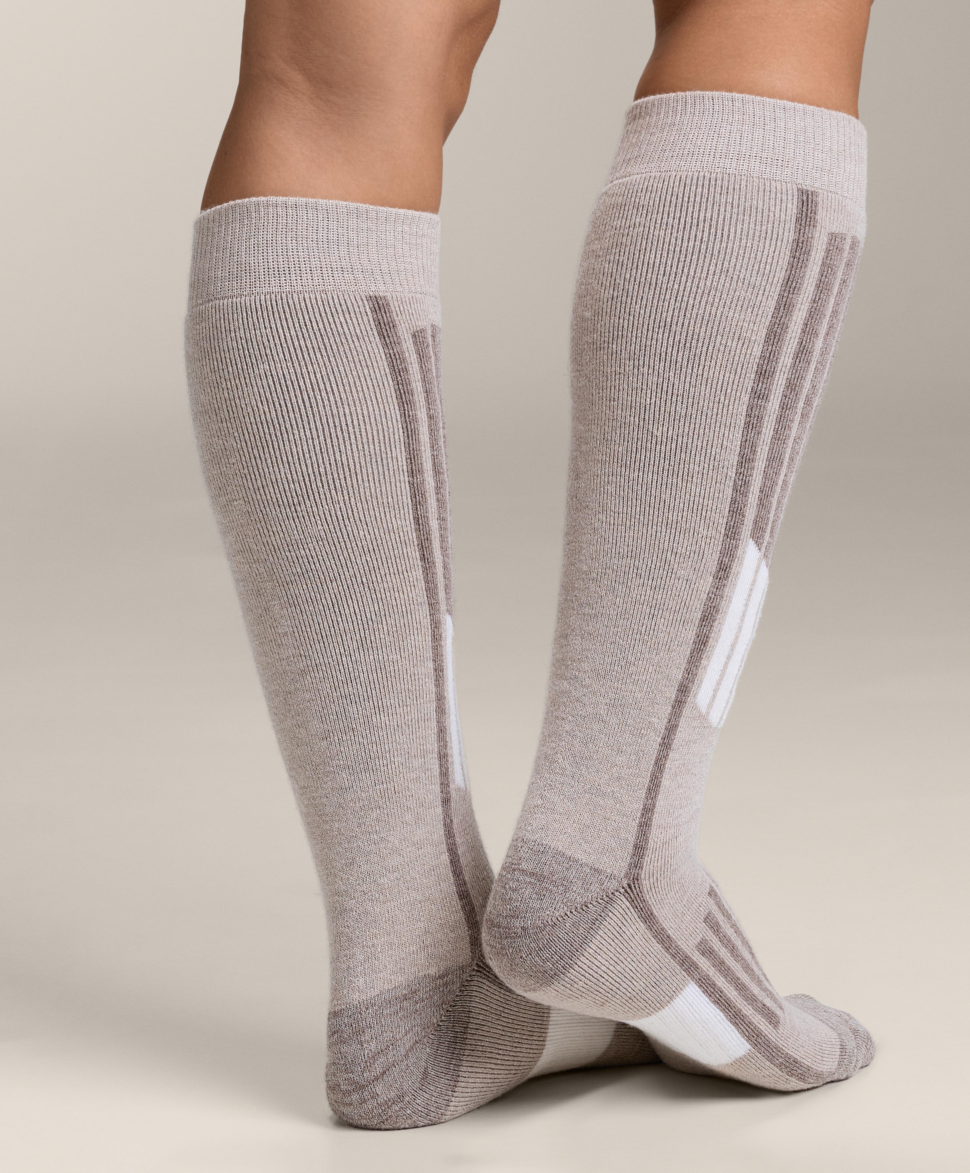 Primaloft® yarn WOOLMARK® wool blend long ski socks — DARK TAUPE