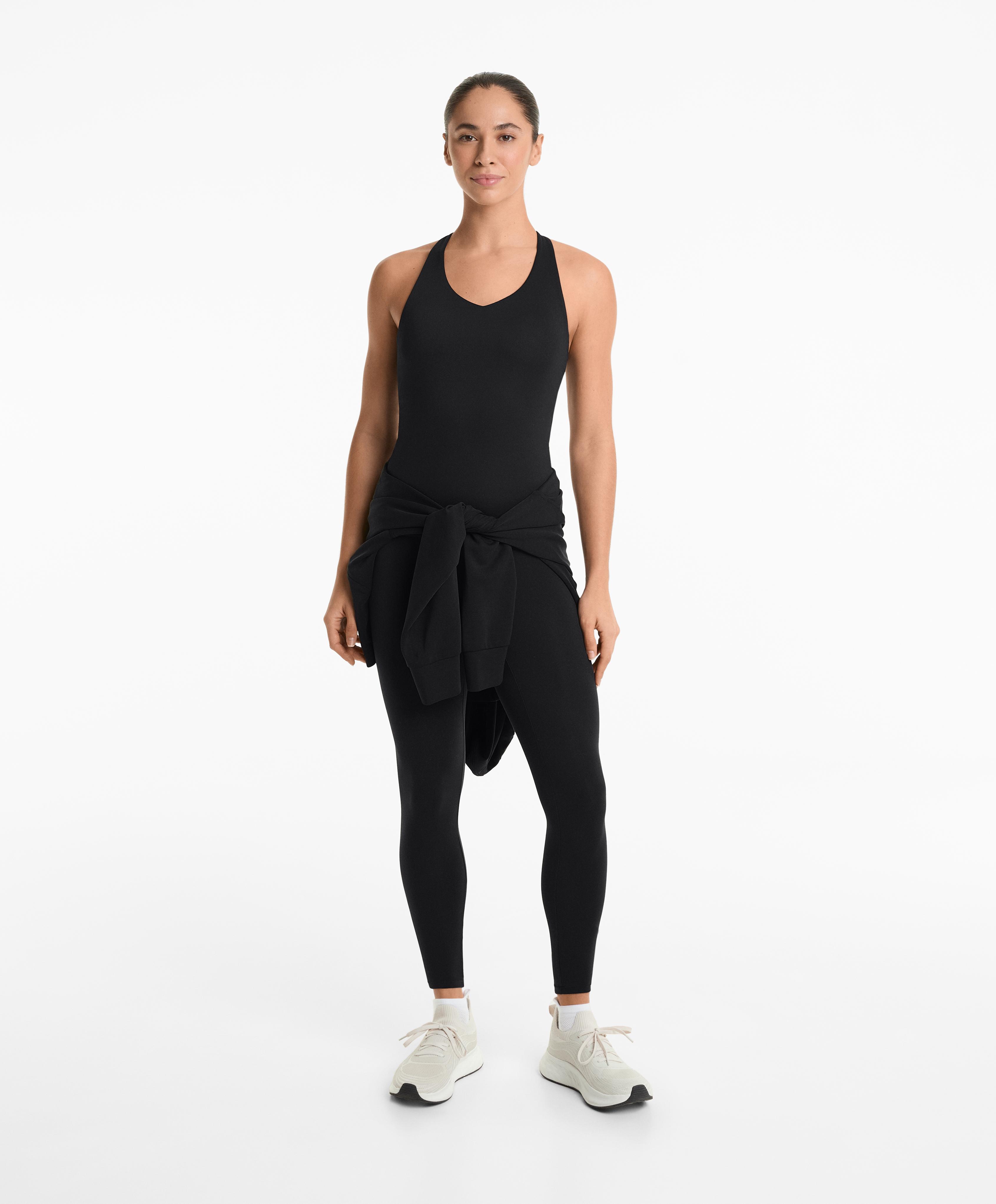 Comfortlux long Tank top multi strap cups — BLACK