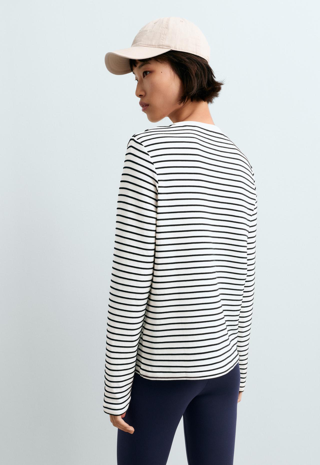 Regular Fit long-sleeve cotton-blend striped T-shirt — BLACK