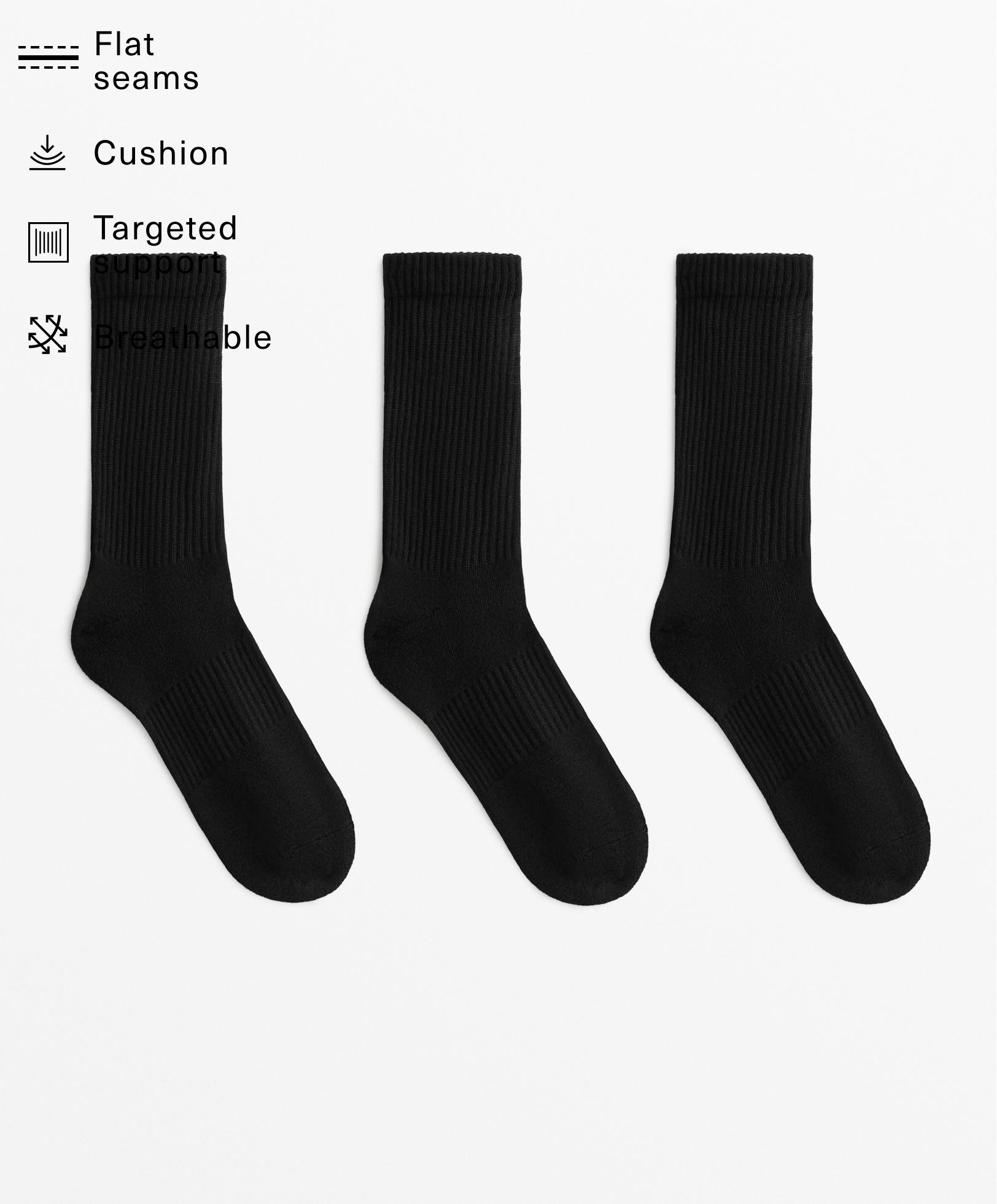 3 pairs of cotton blend classic sports socks