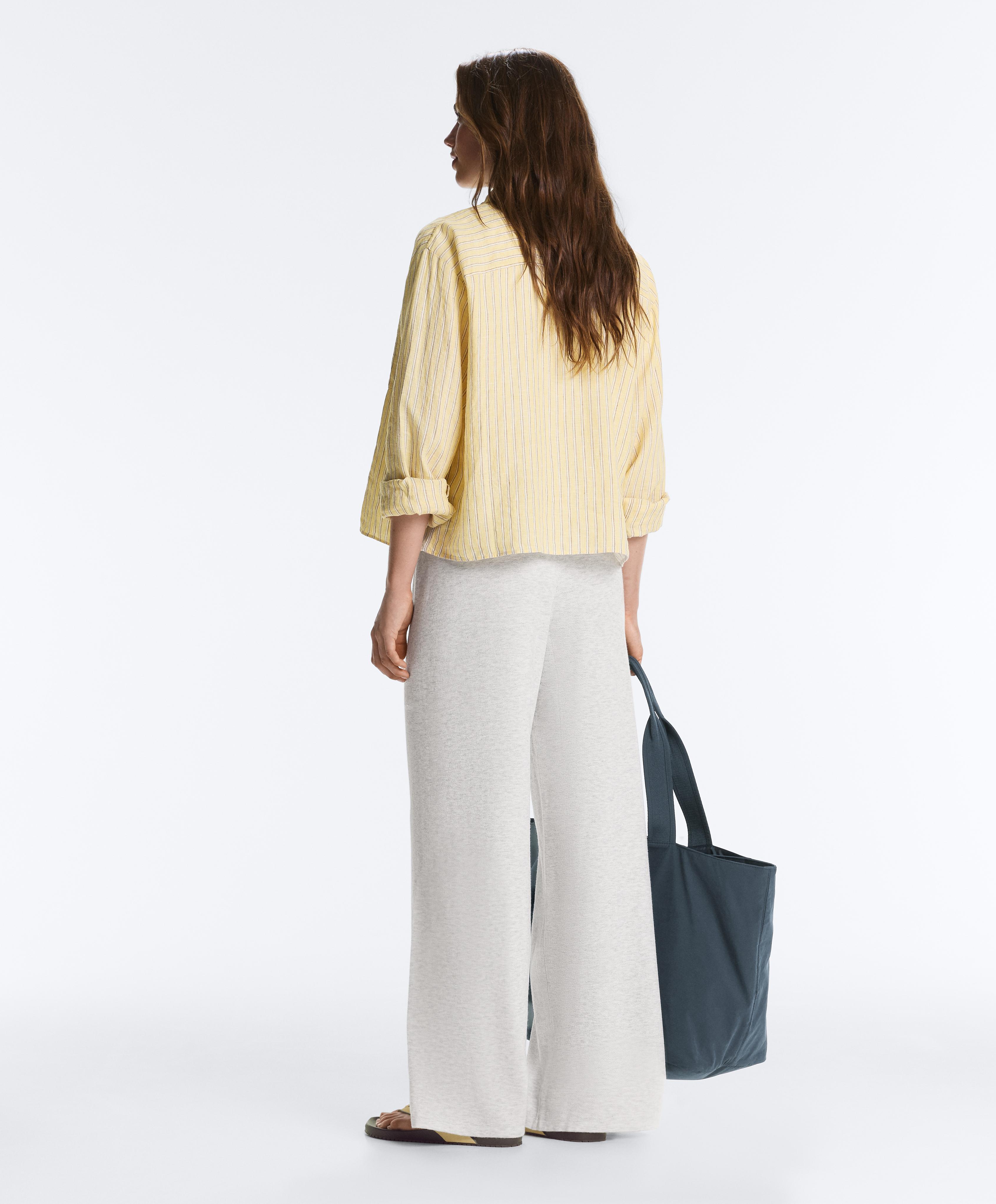 Straight-leg knit trousers — PALE GREY MELANGE