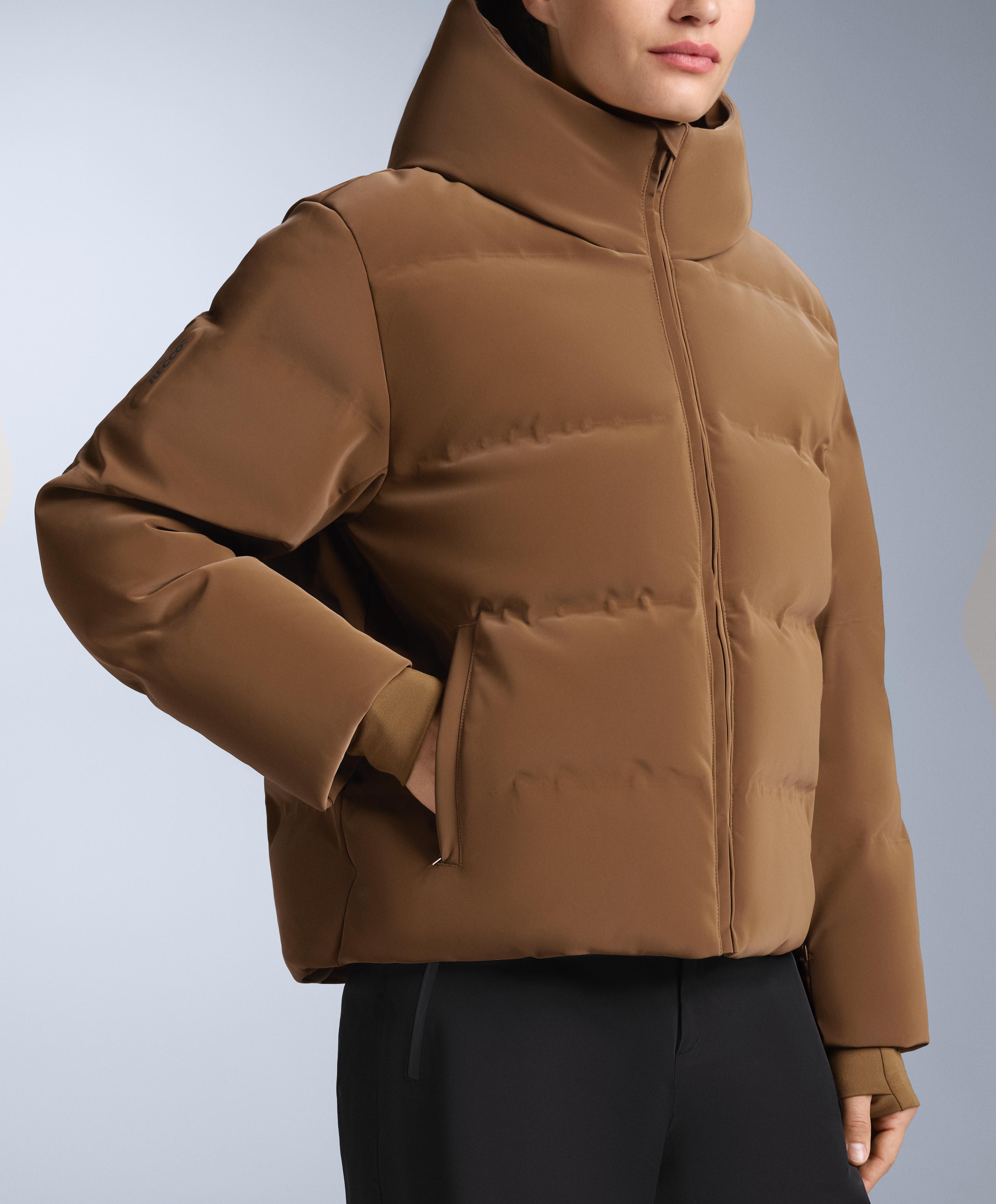 Satin padded jacket 80% down and 20% feather MINARDI PIUME SKI water-resistant — HONEY
